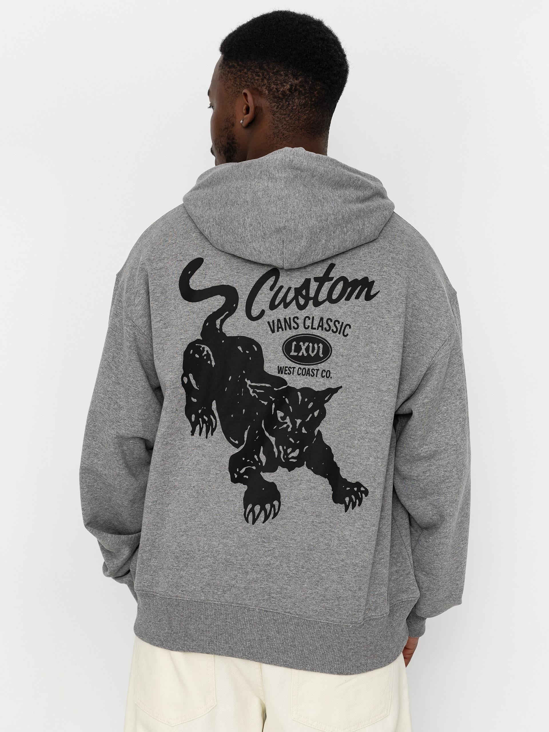 Kapucnis pulóver Vans Custom Cat HD (cement heather)