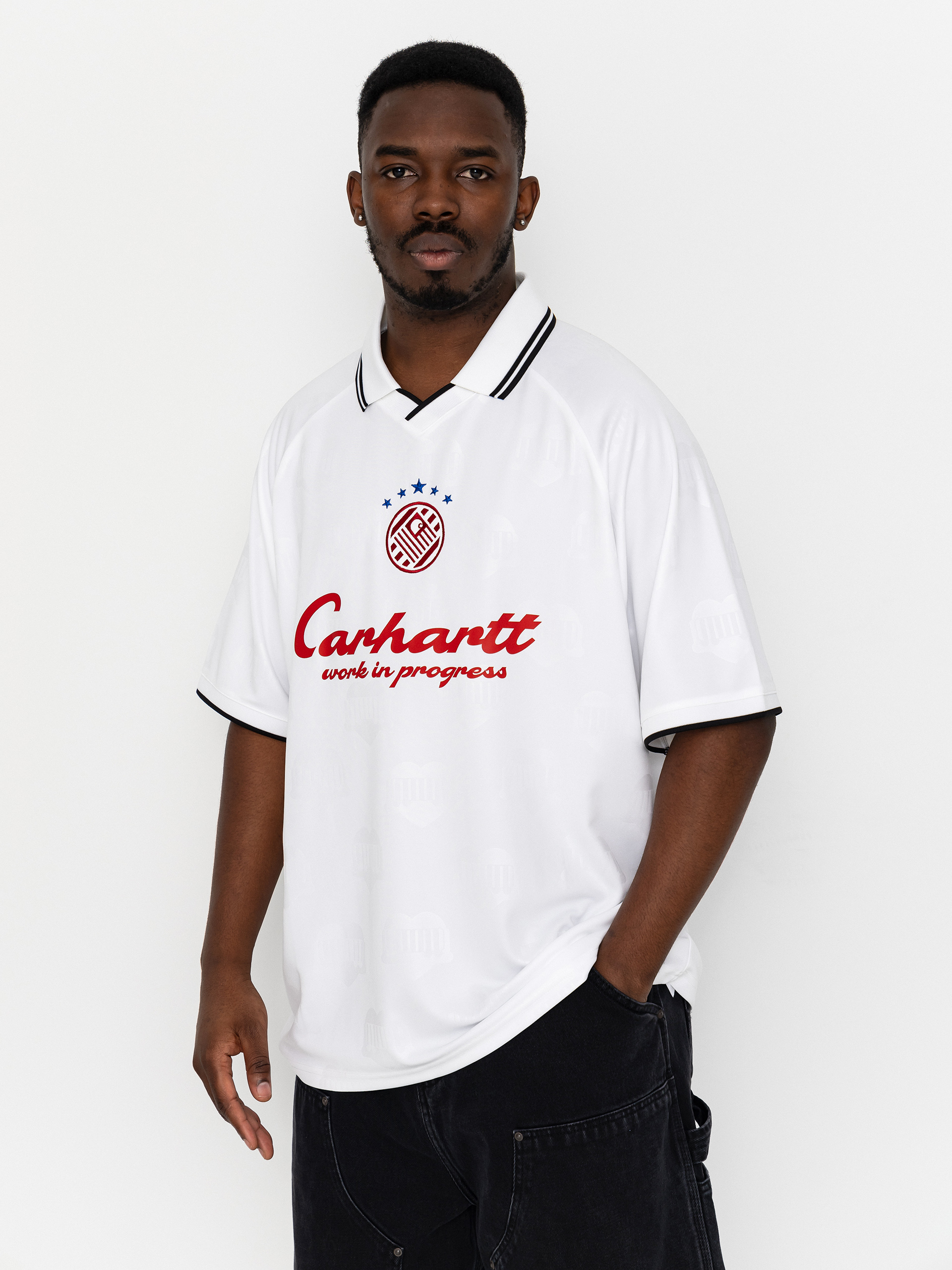 Carhartt WIP Terrace Football Pu00f3lu00f3 (heart train jacquard white)