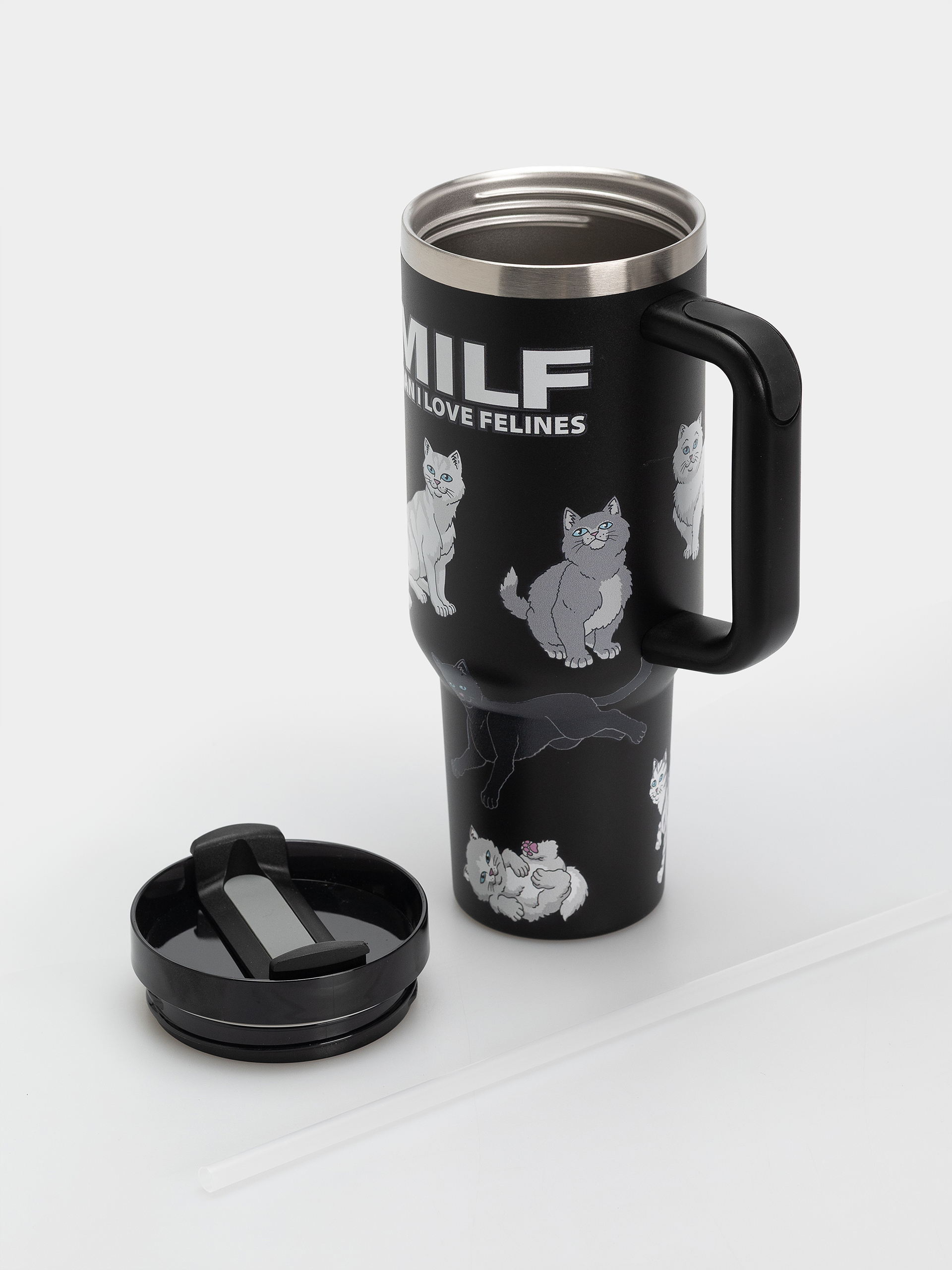 RipNDip Man I Love Felines Big Ol Cup Tumbler Termikus bögre (black)