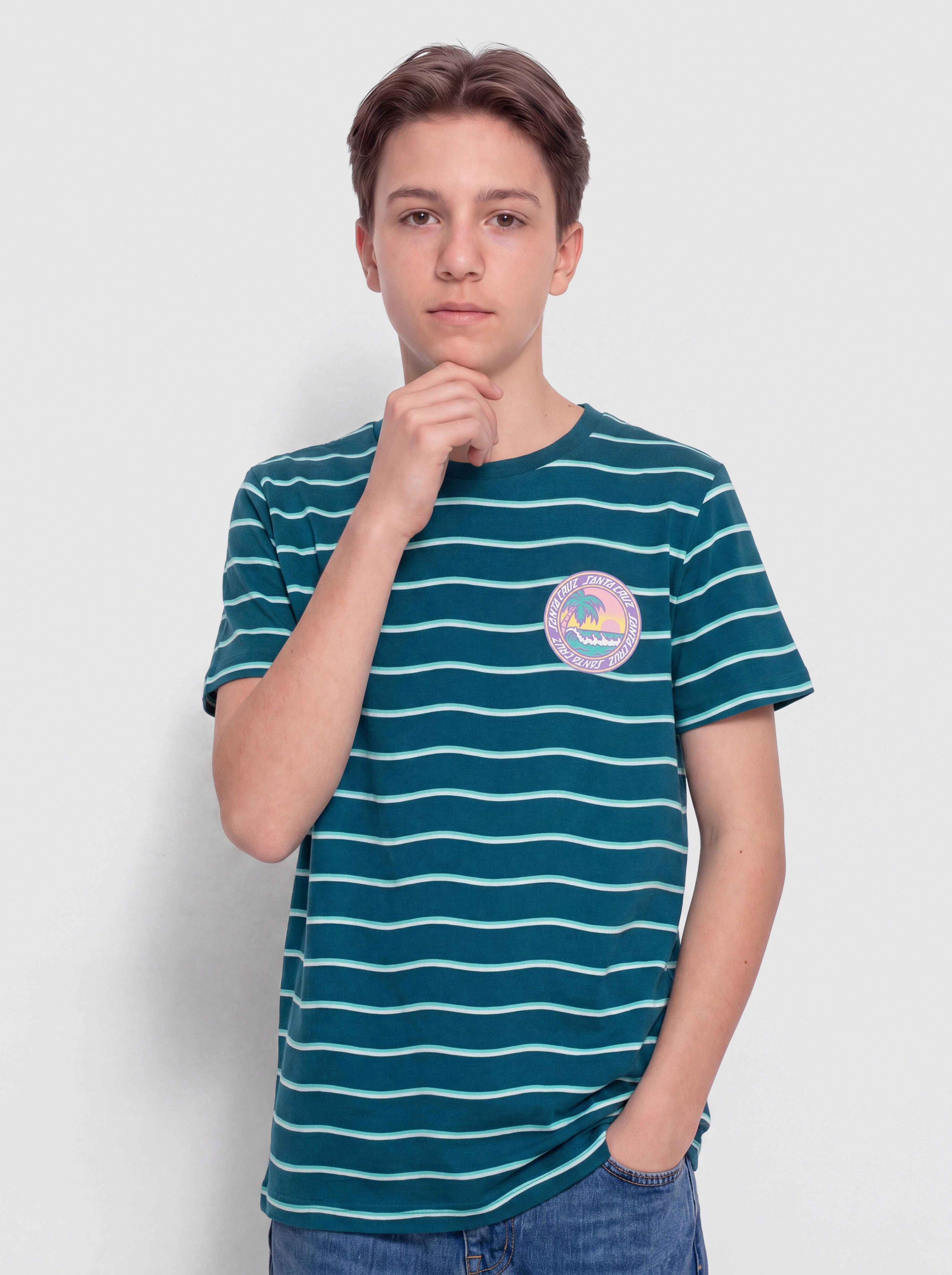 Santa Cruz Paradise Break JR Póló (tidal teal wave stripe)