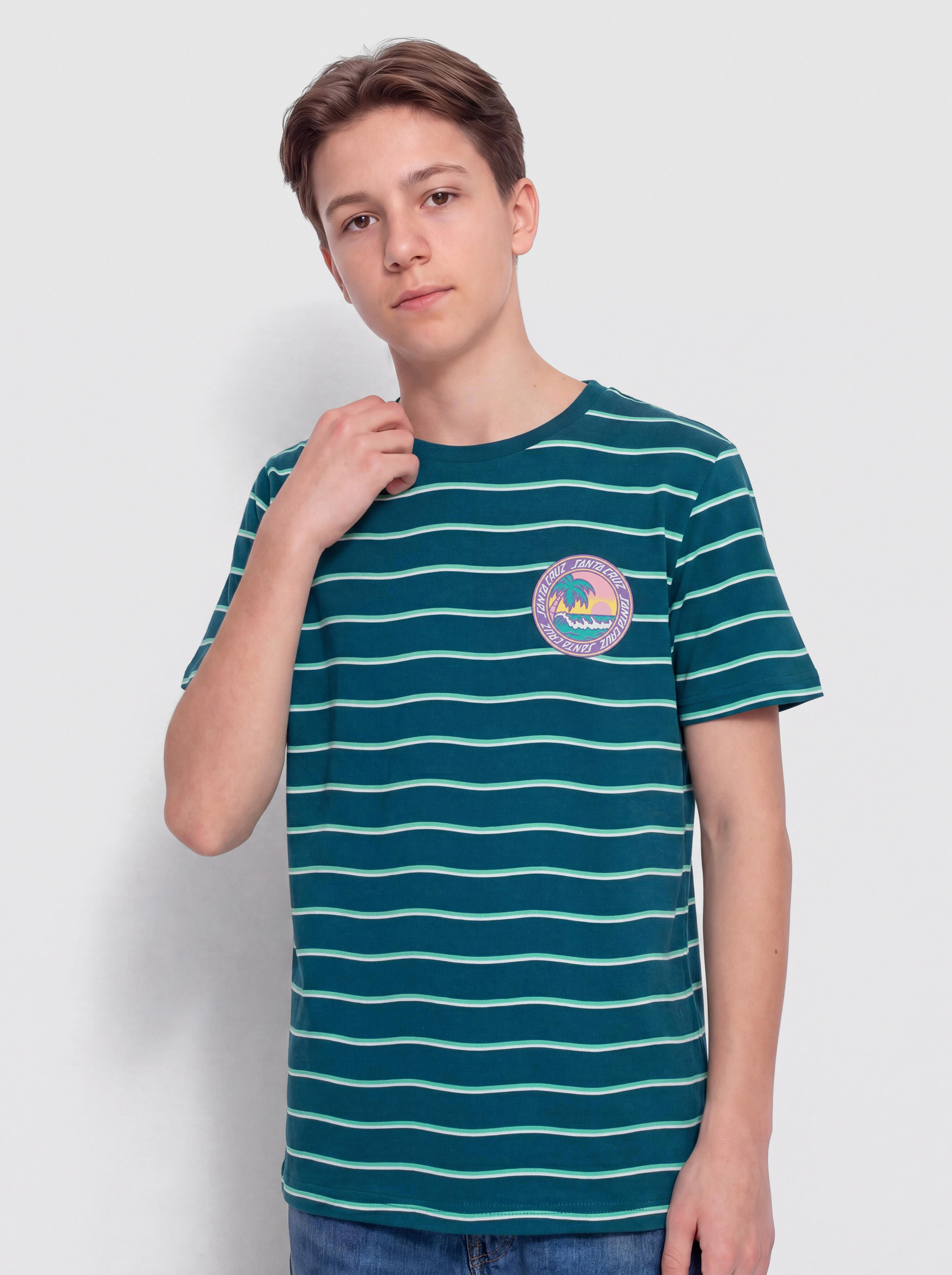 Santa Cruz Paradise Break JR Póló (tidal teal wave stripe)