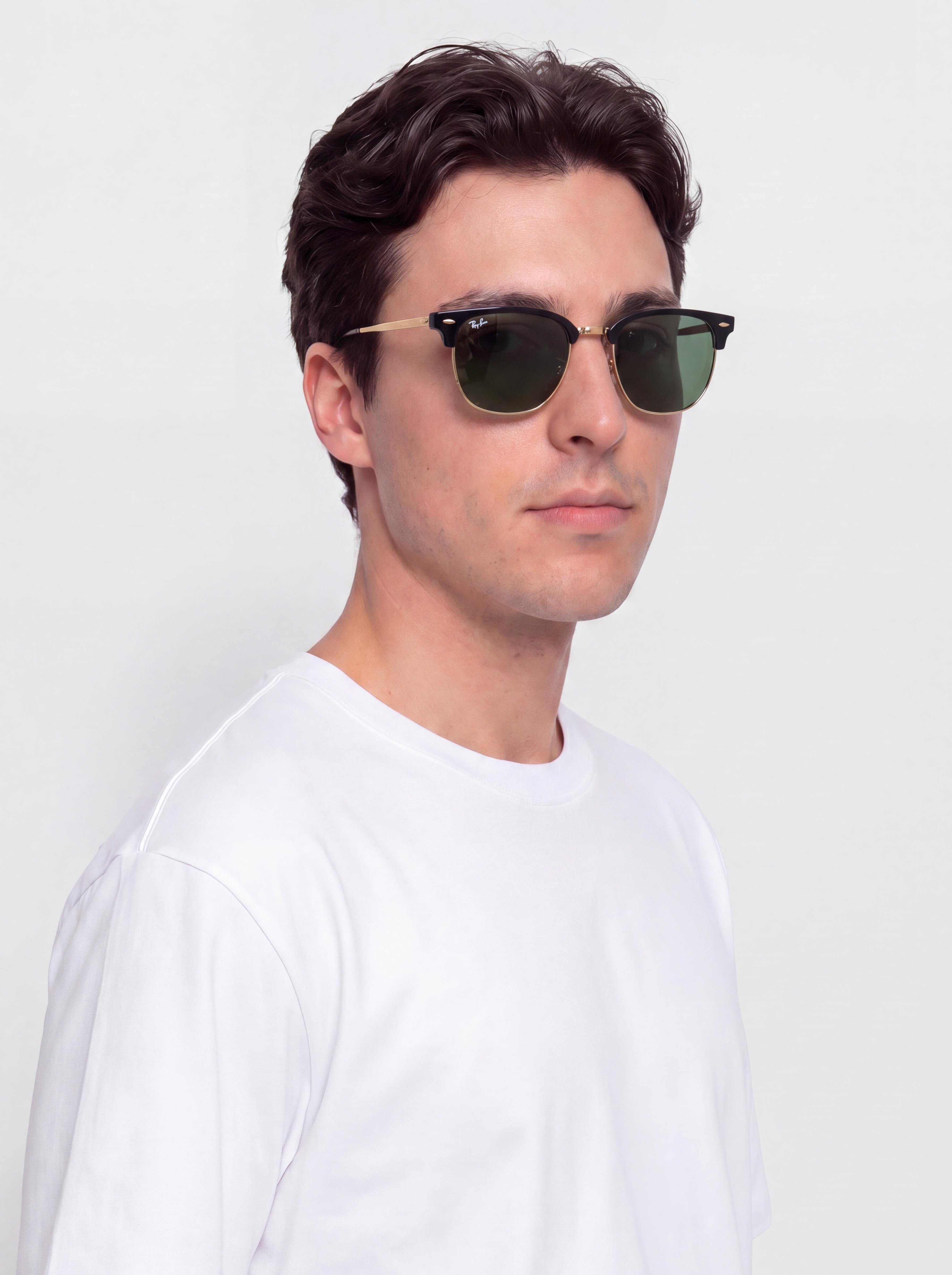 Ray-Ban New Clubmaster Napszemüvegek (polerowany czarno-złote/zielony)
