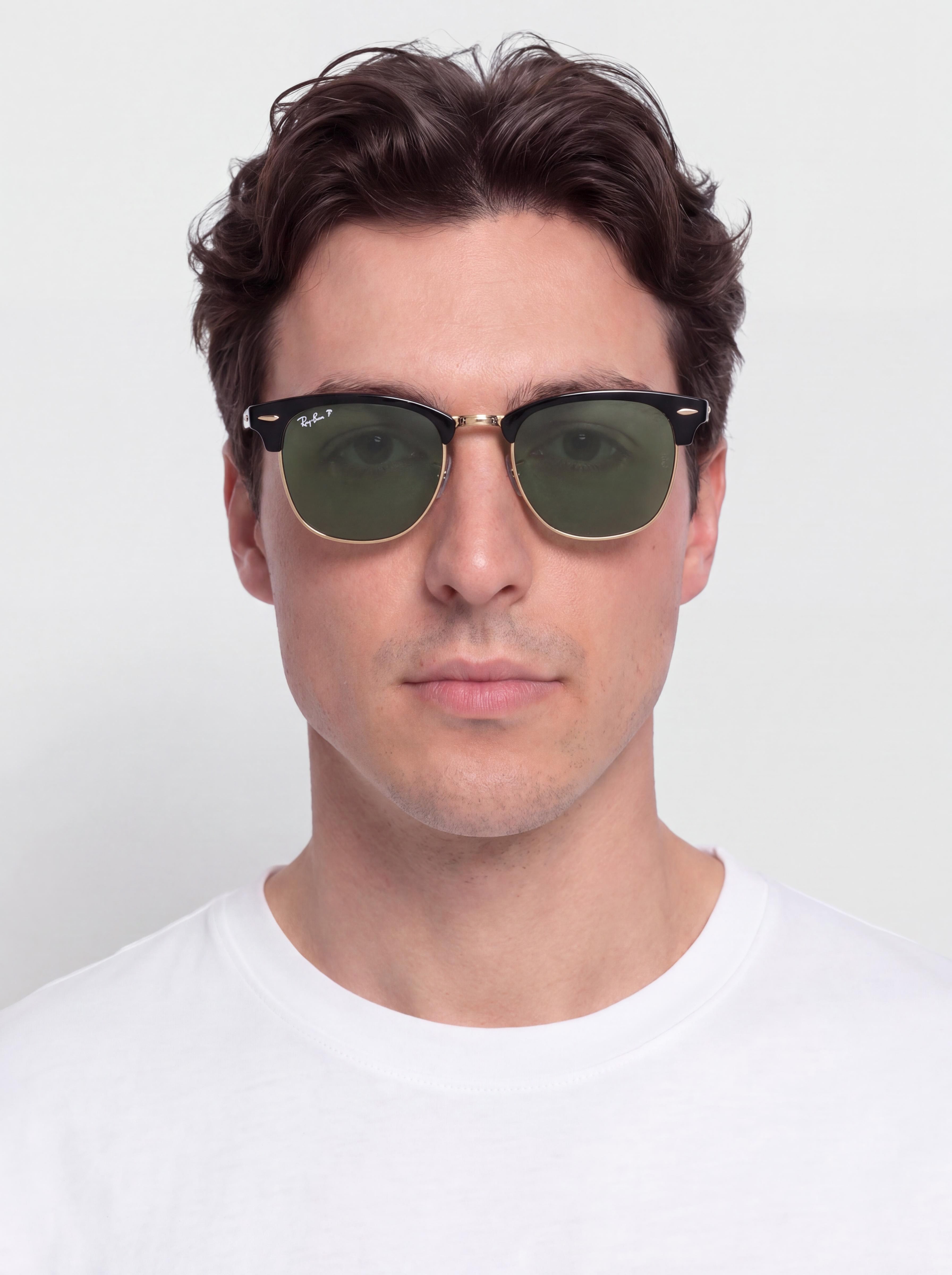 Napszemüvegek Ray-Ban Clubmaster Classic (polerowany czarny i złoty/zielony g-15 polaryzowany)