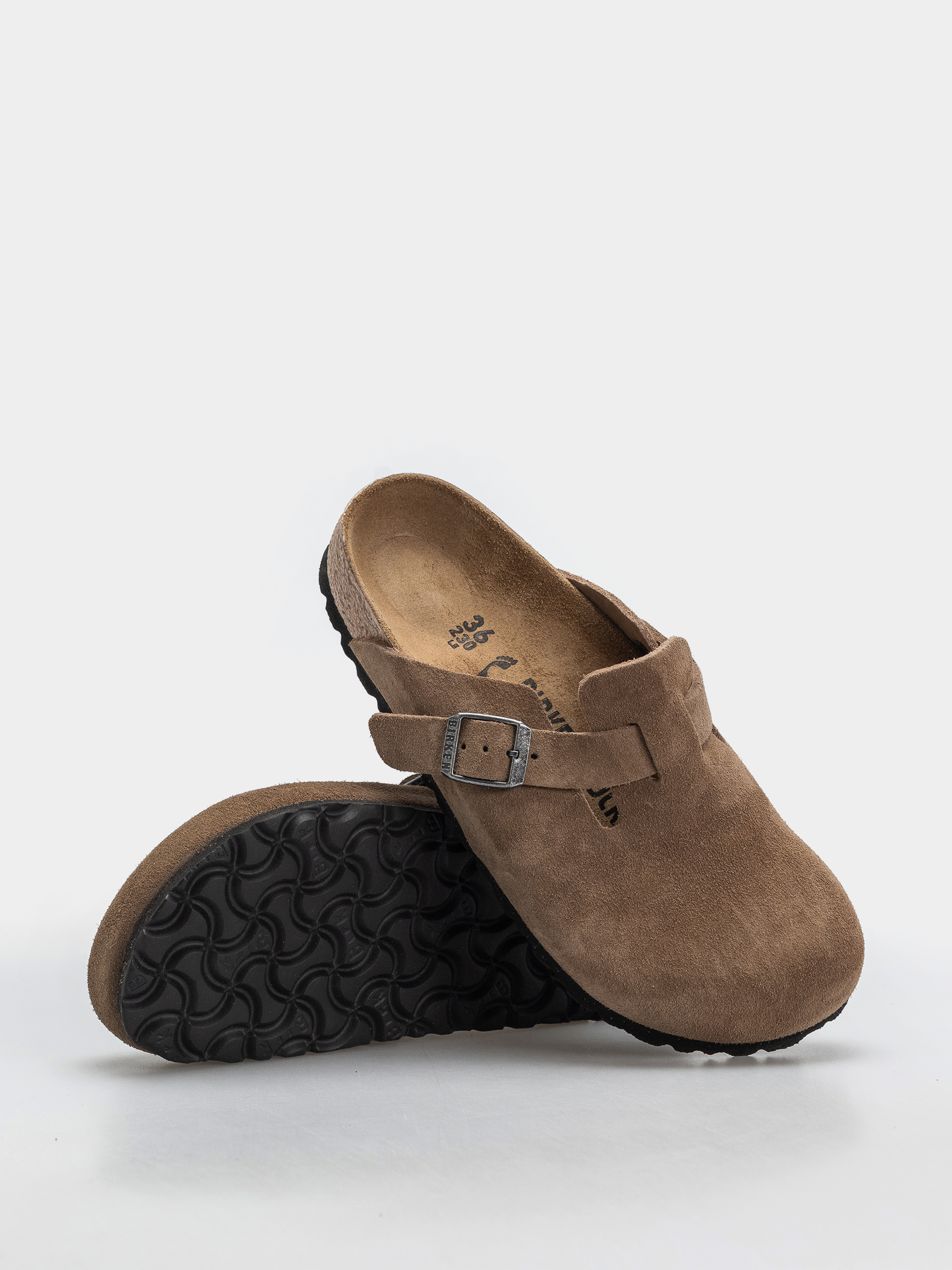 Birkenstock Boston Suede Leather Narrow Flip-flop papucsok (dark tea)