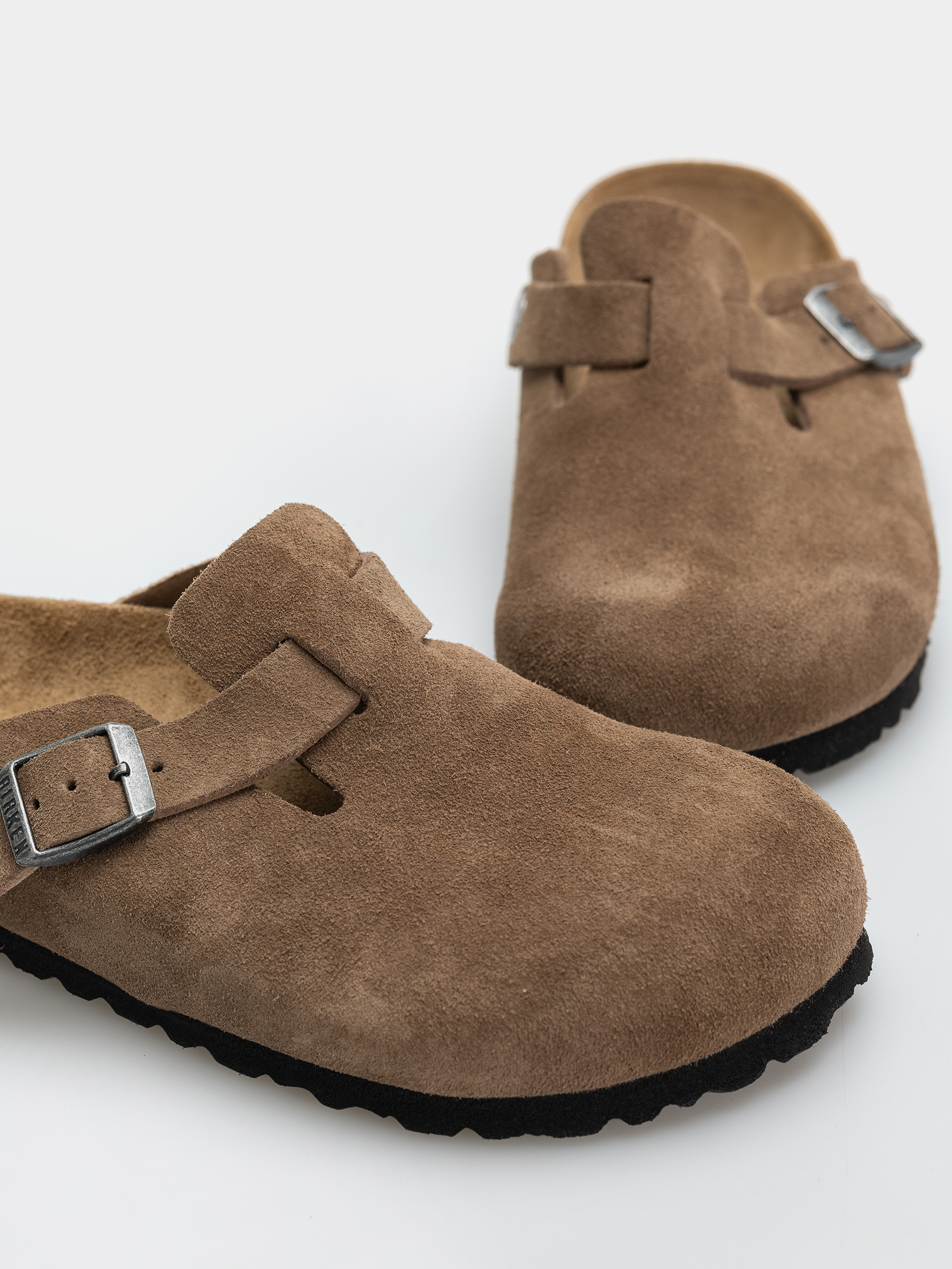 Birkenstock Boston Suede Leather Narrow Flip-flop papucsok (dark tea)