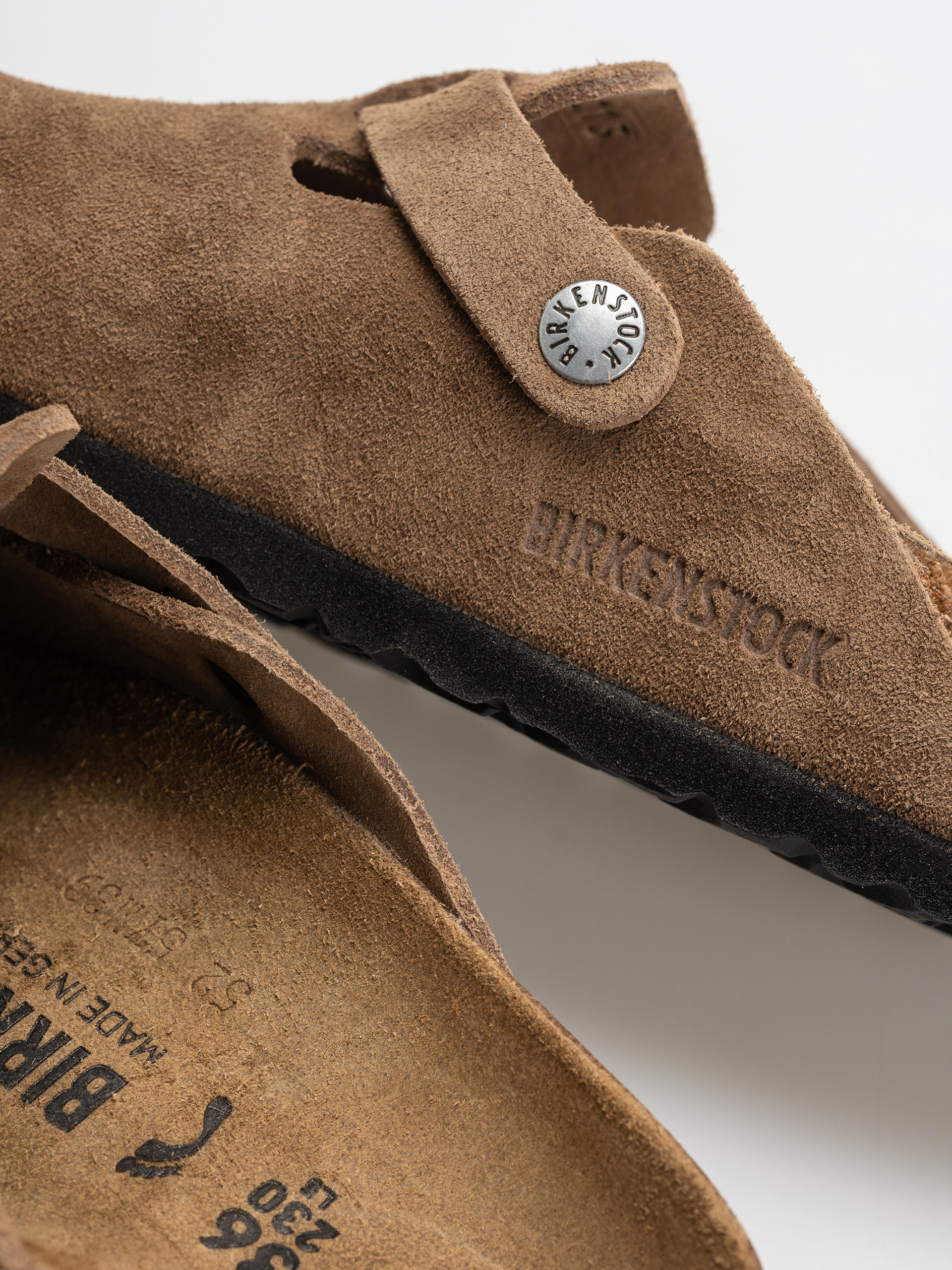 Birkenstock Boston Suede Leather Narrow Flip-flop papucsok (dark tea)