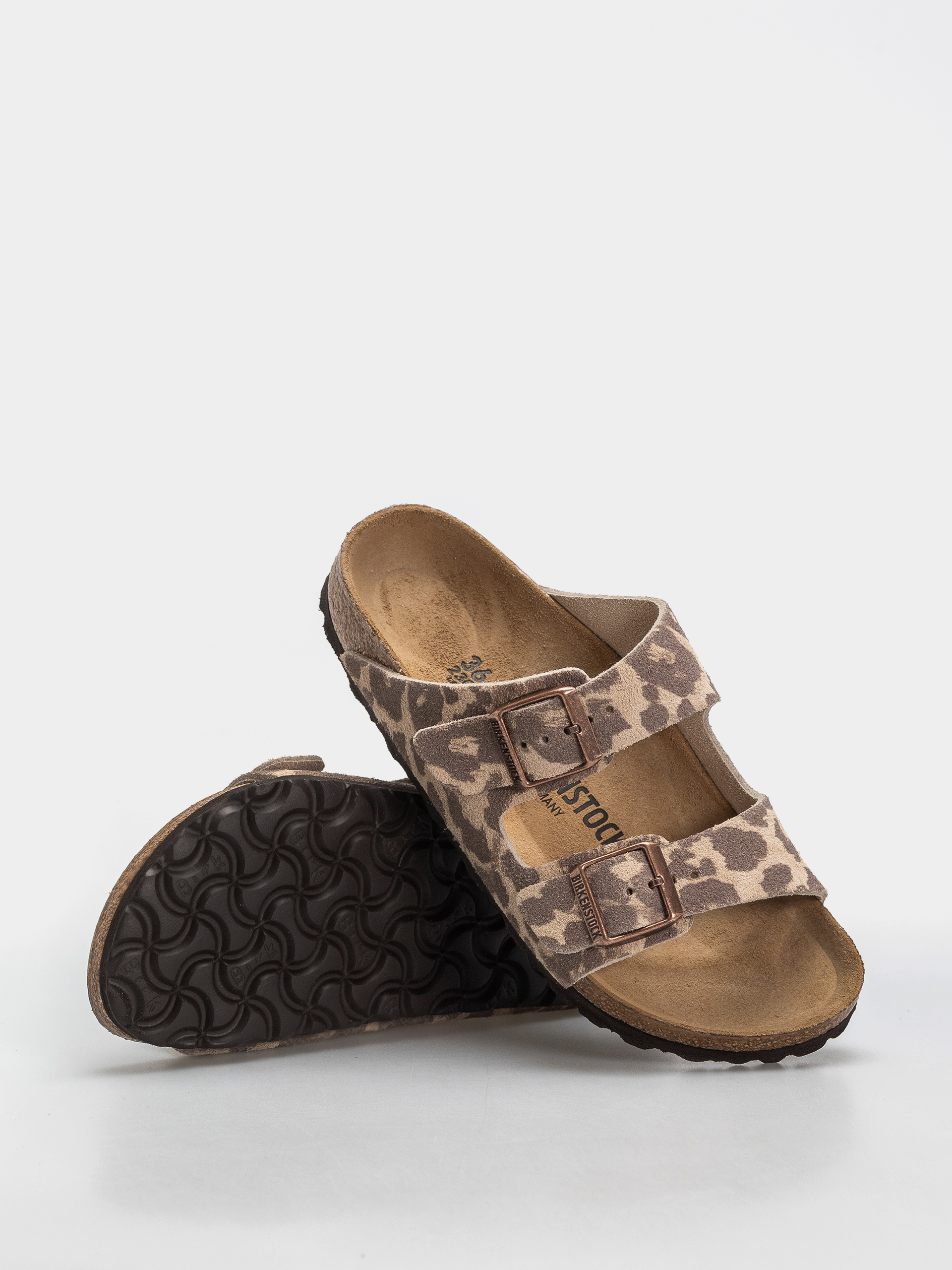 Birkenstock Arizona Suede Leather Narrow Flip-flop papucsok (leo sandcastle)