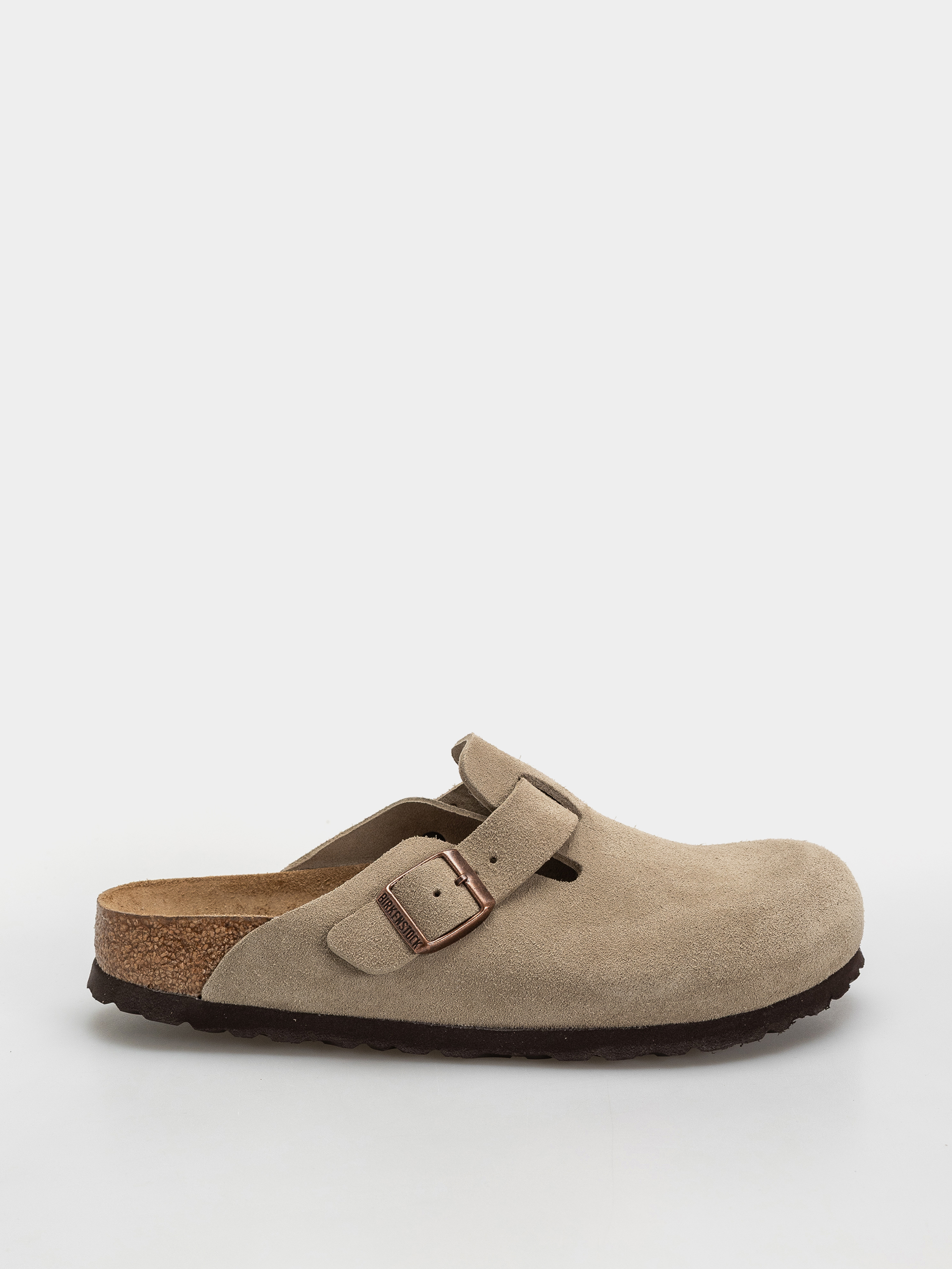 Birkenstock Boston Soft Footbed Suede Leather Narrow Flip-flop papucsok (taupe)