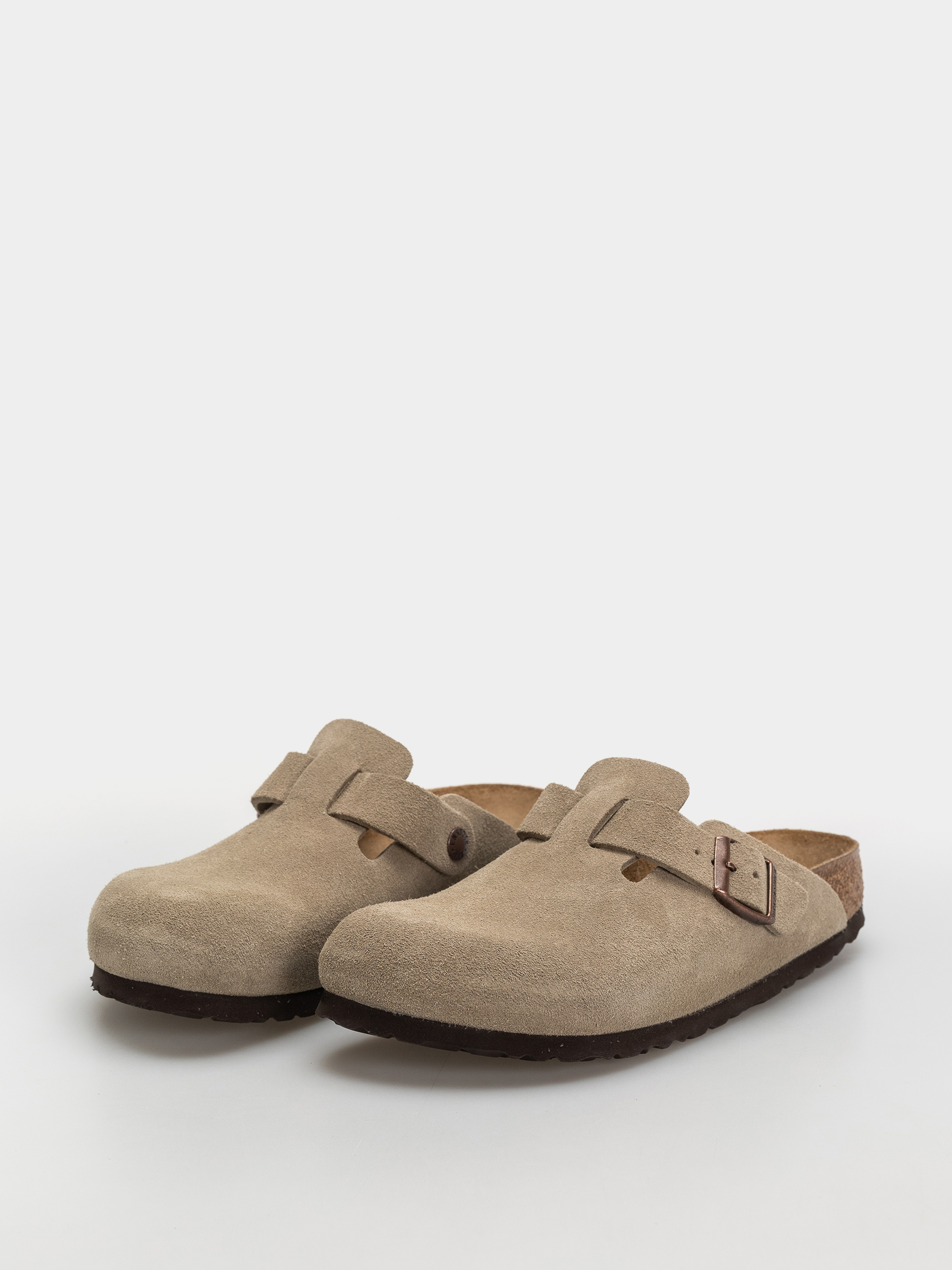 Birkenstock Boston Soft Footbed Suede Leather Narrow Flip-flop papucsok (taupe)