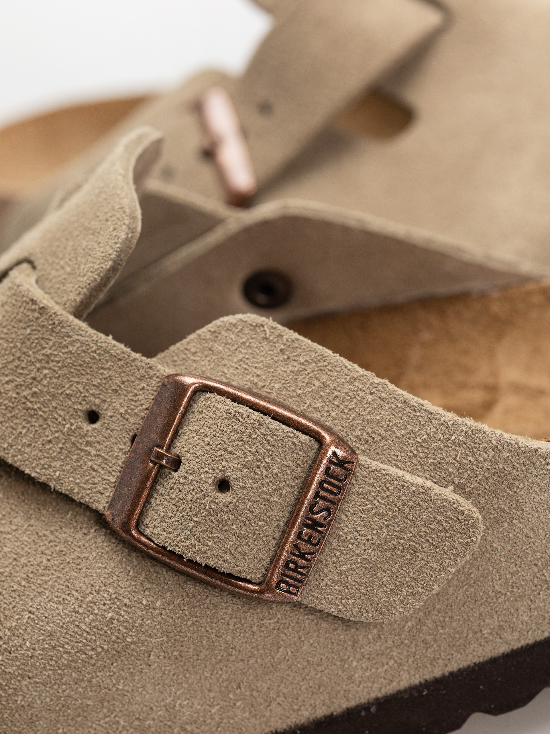 Birkenstock Boston Soft Footbed Suede Leather Narrow Flip-flop papucsok (taupe)
