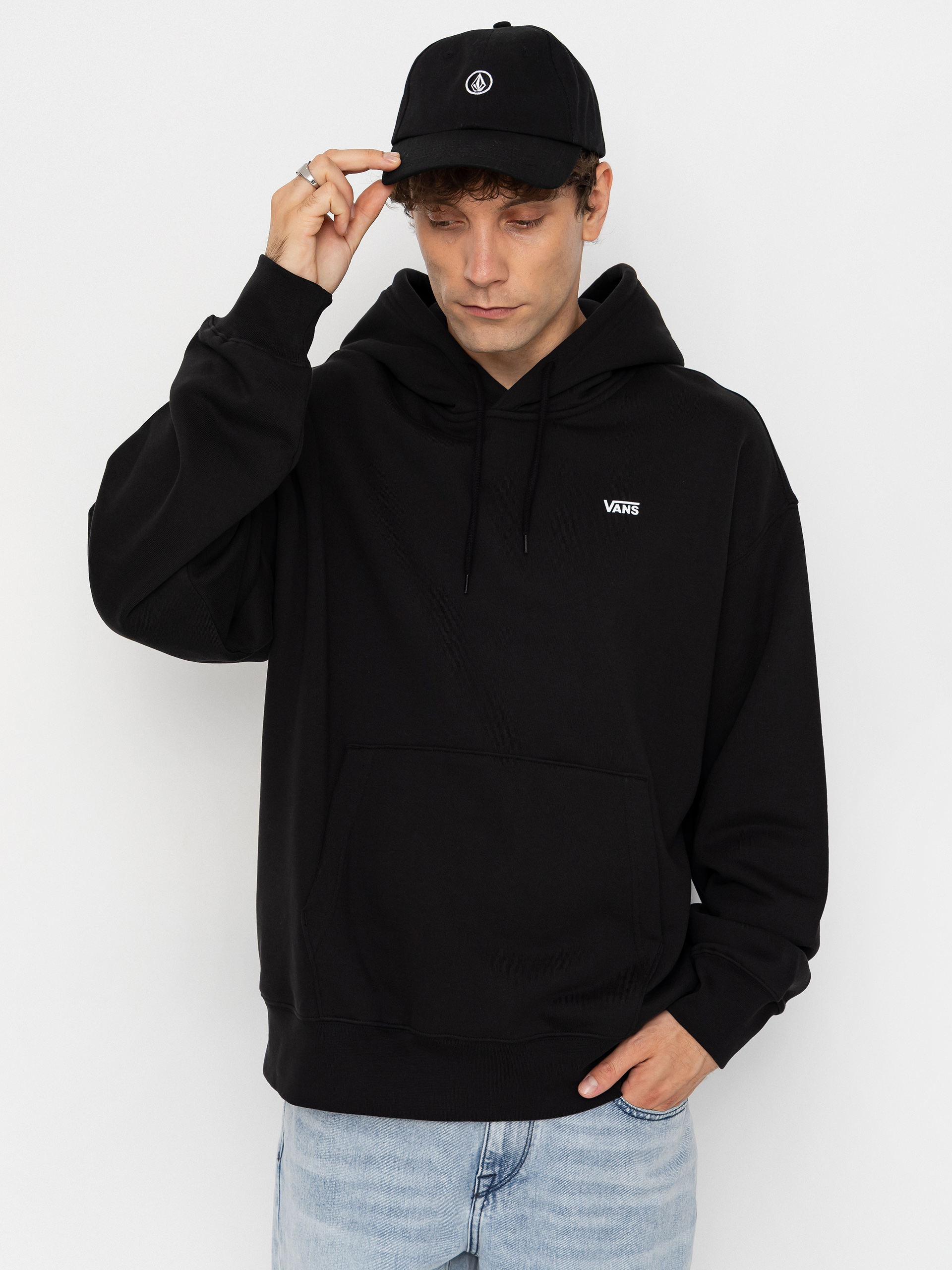 Kapucnis pulóver Vans Left Chest HD (black)