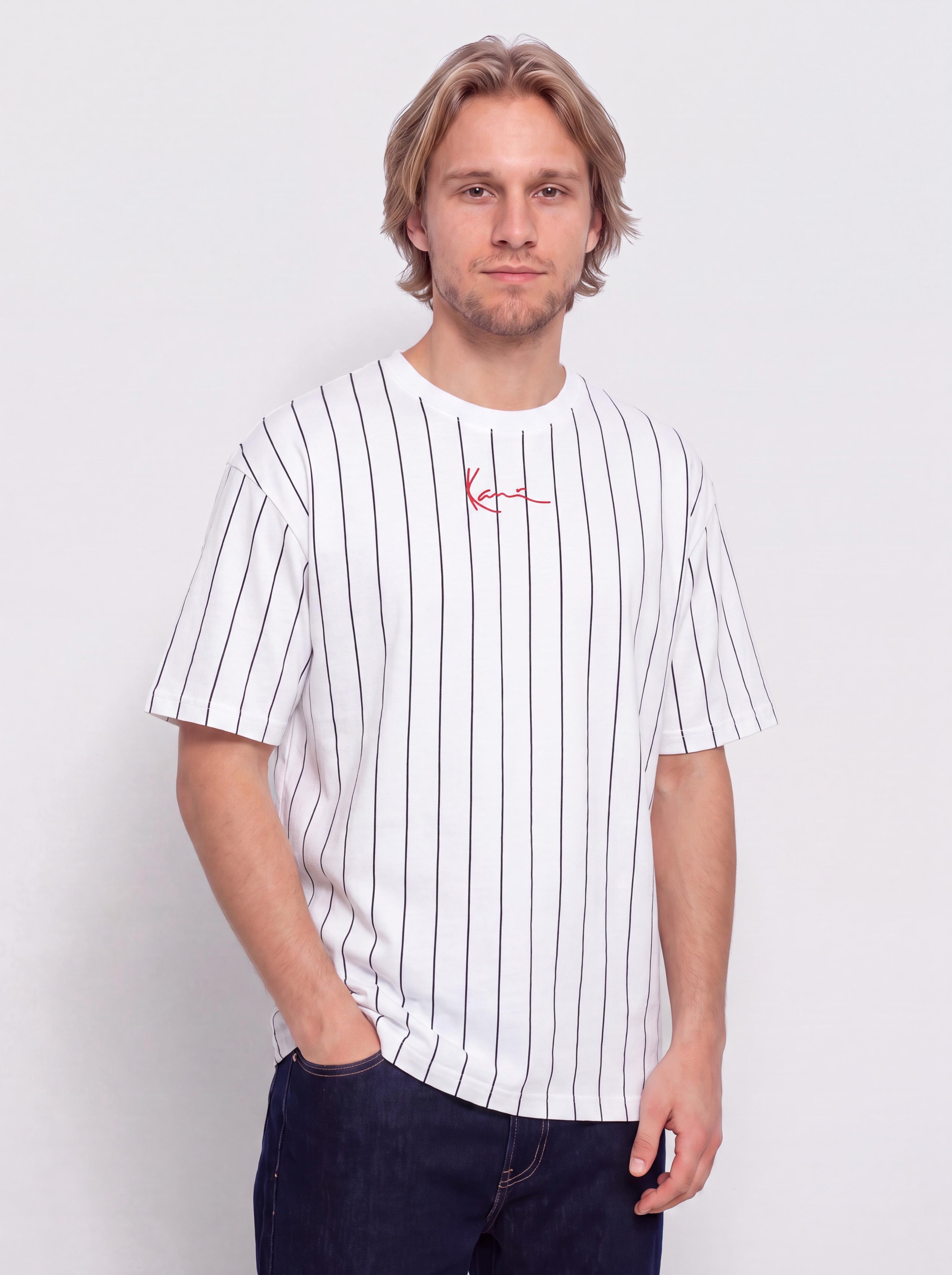 Karl Kani Small Signature Pinstripe Póló (white/black)
