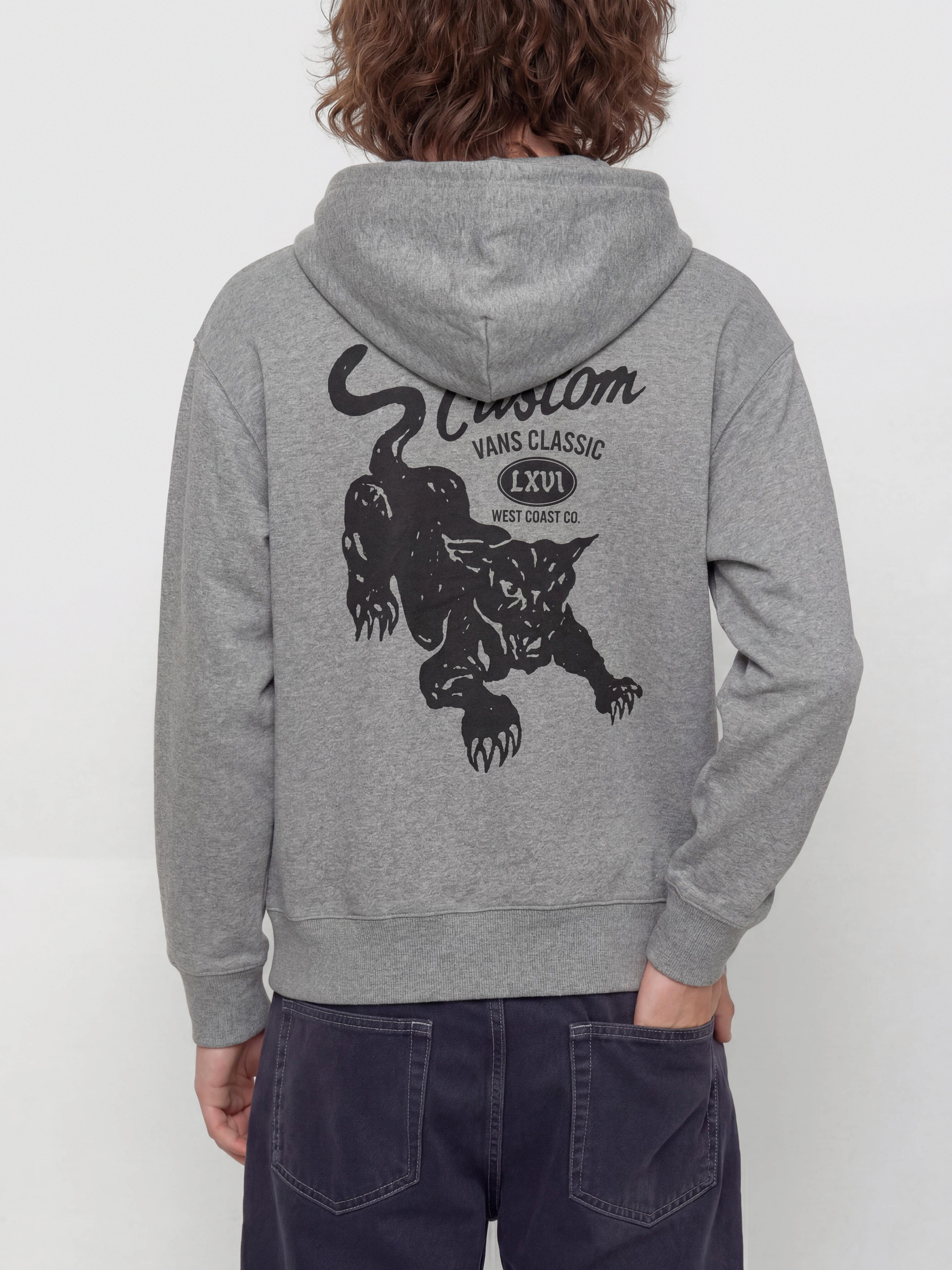 Kapucnis pulóver Vans Custom Cat HD (cement heather)