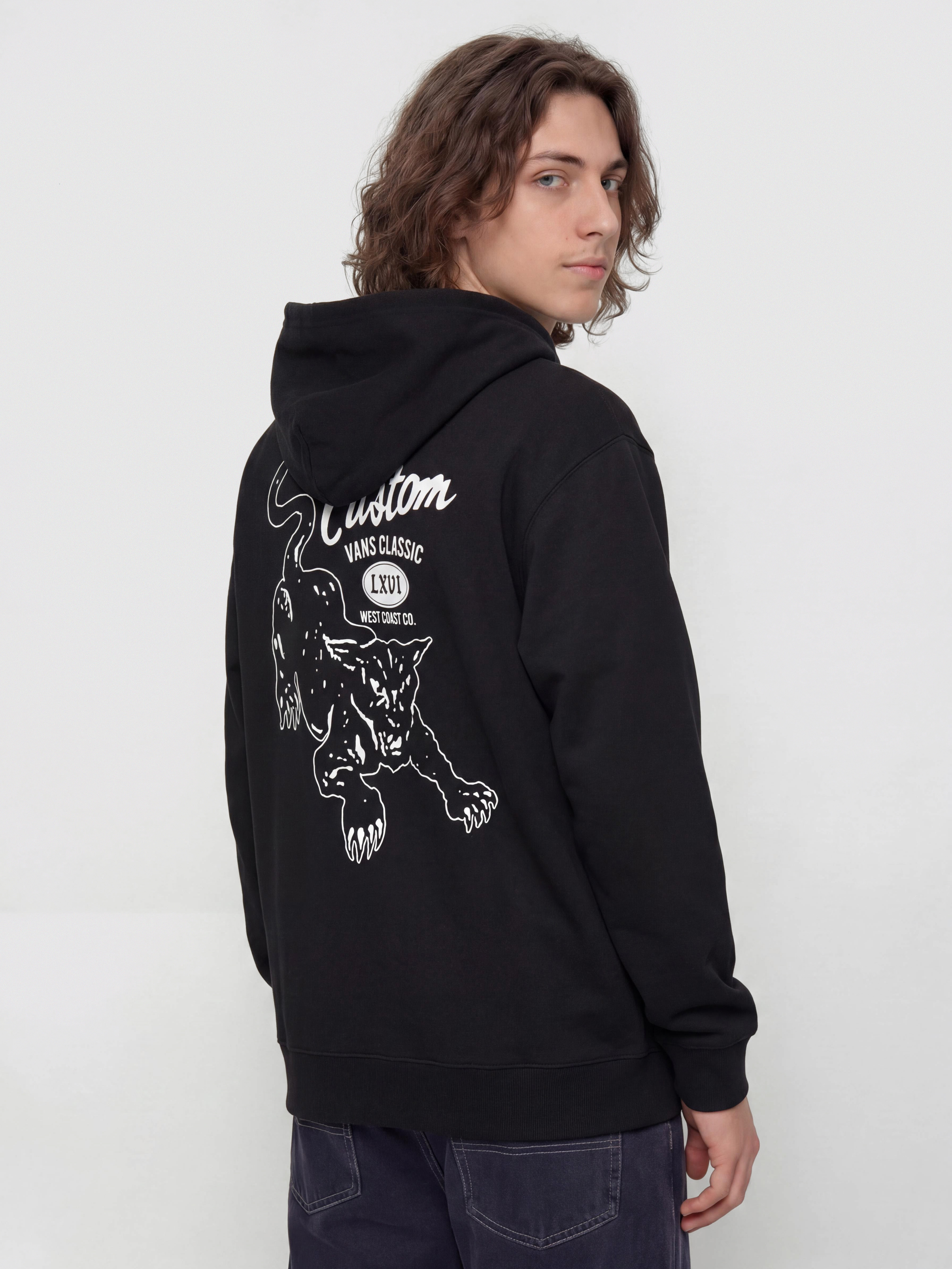 Kapucnis pulóver Vans Custom Cat HD (black)