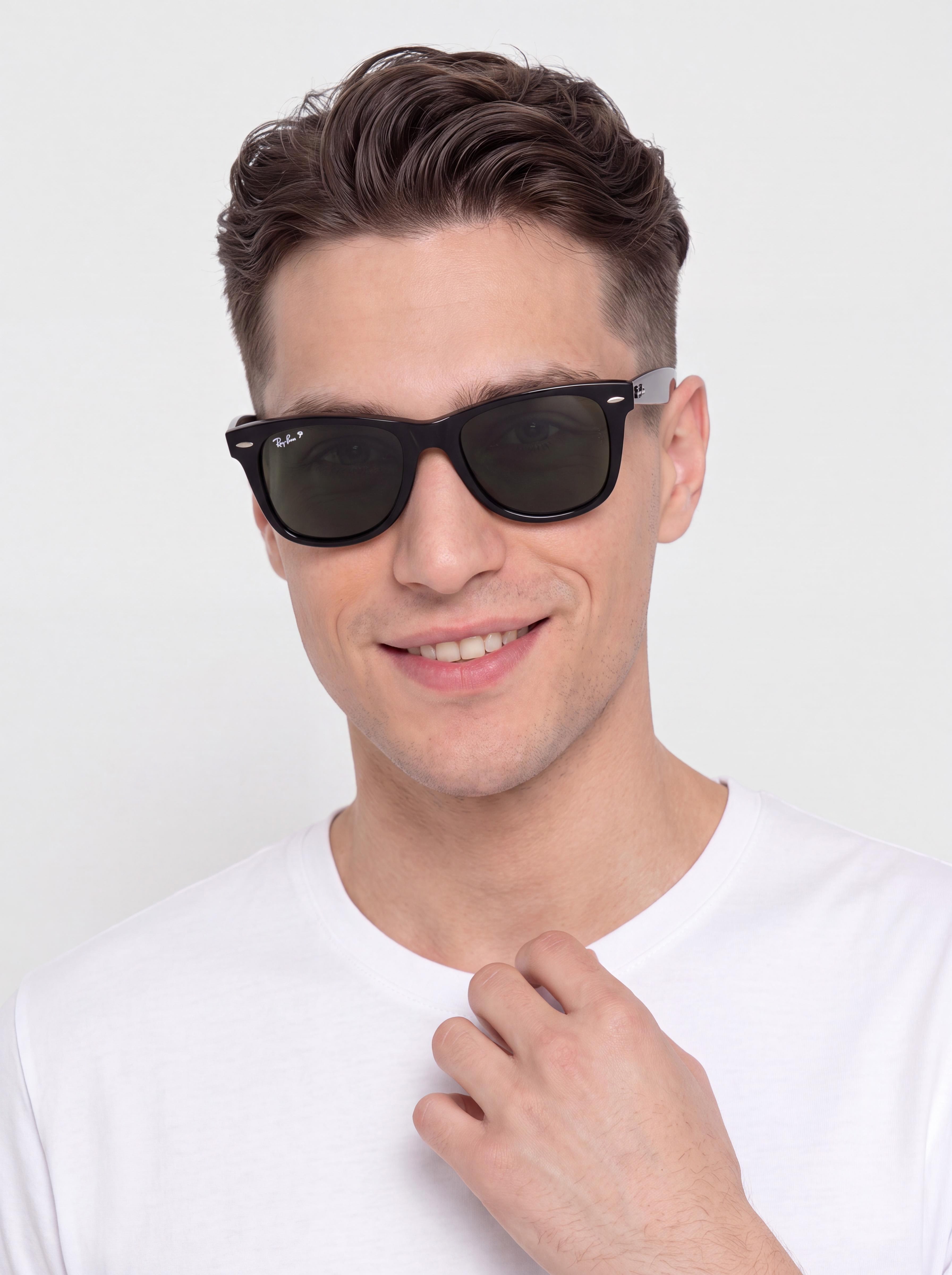 Napszemüvegek Ray-Ban Original Wayfarer Classic (polerowany czarny/zielone z polaryzacją)