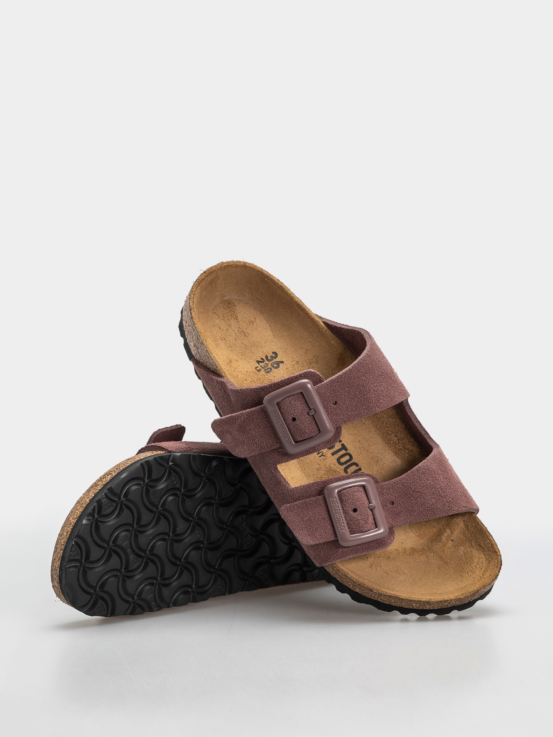 Flip-flop papucsok Birkenstock Arizona Suede Leather Cushion Buckle Narrow Wmn (pepper)