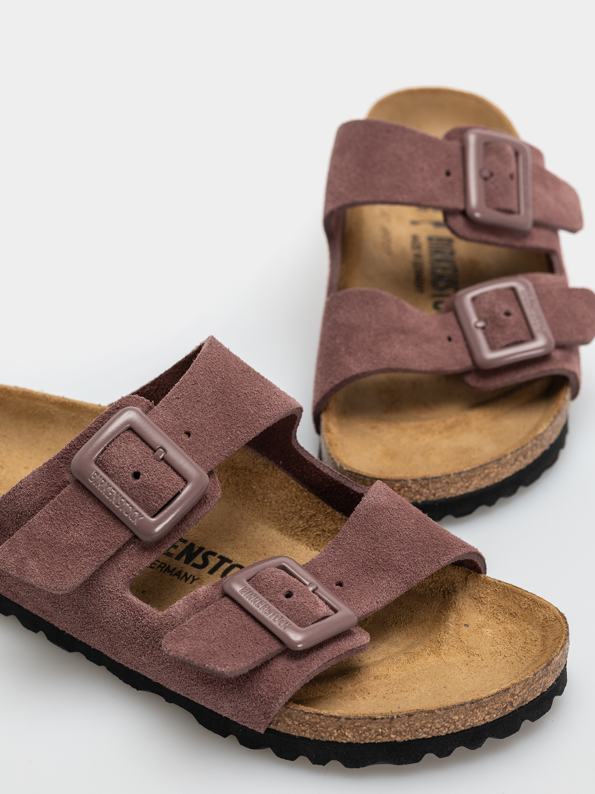 Flip-flop papucsok Birkenstock Arizona Suede Leather Cushion Buckle Narrow Wmn (pepper)