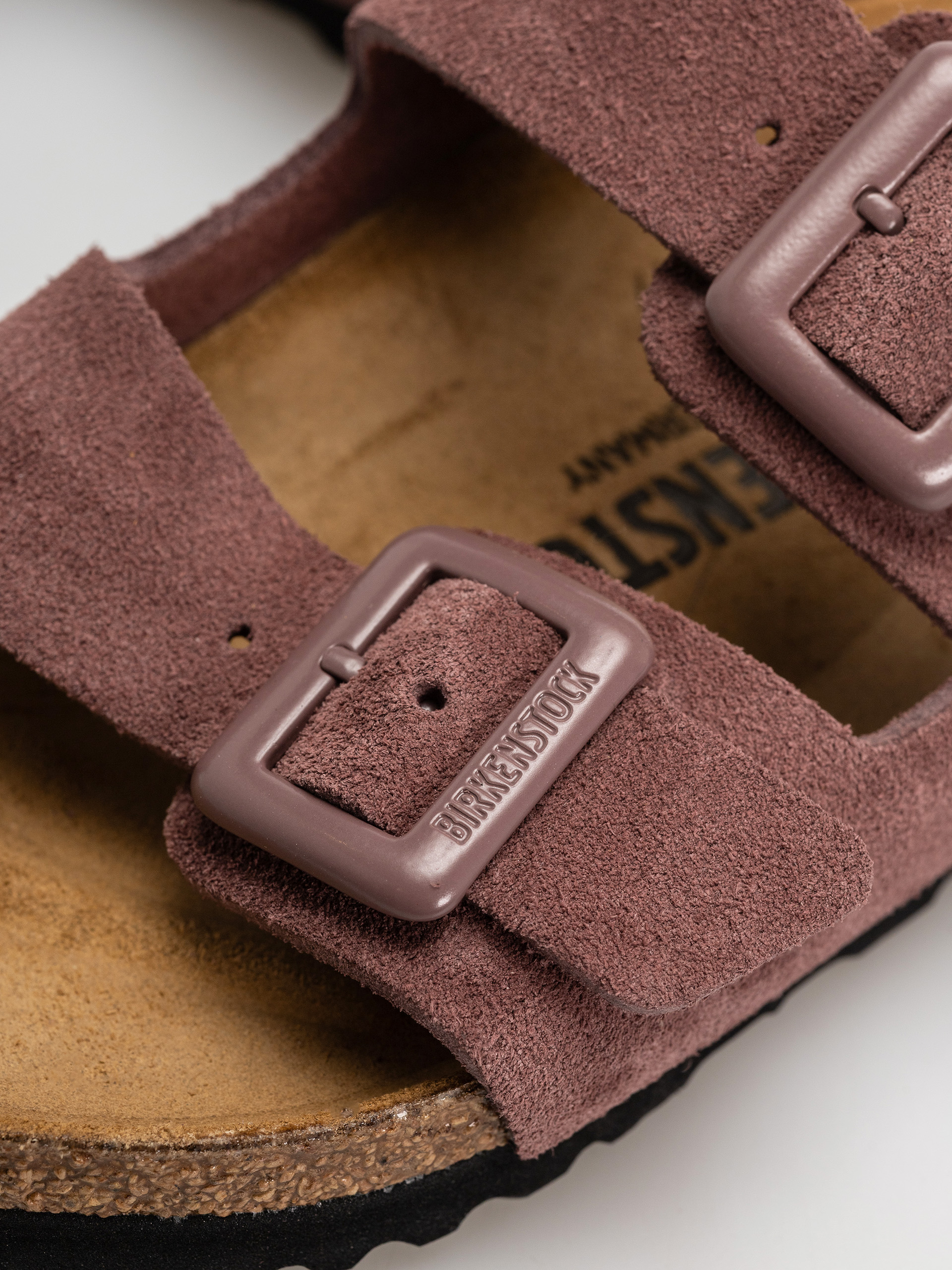 Flip-flop papucsok Birkenstock Arizona Suede Leather Cushion Buckle Narrow Wmn (pepper)