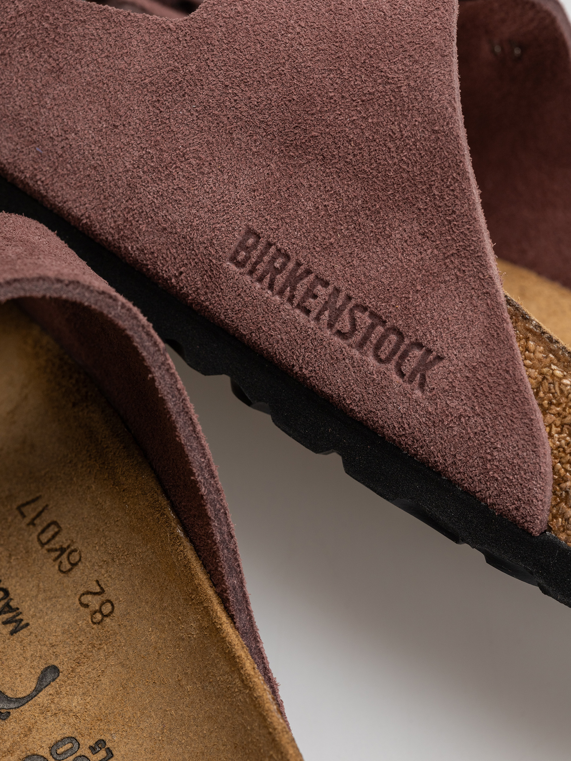 Flip-flop papucsok Birkenstock Arizona Suede Leather Cushion Buckle Narrow Wmn (pepper)