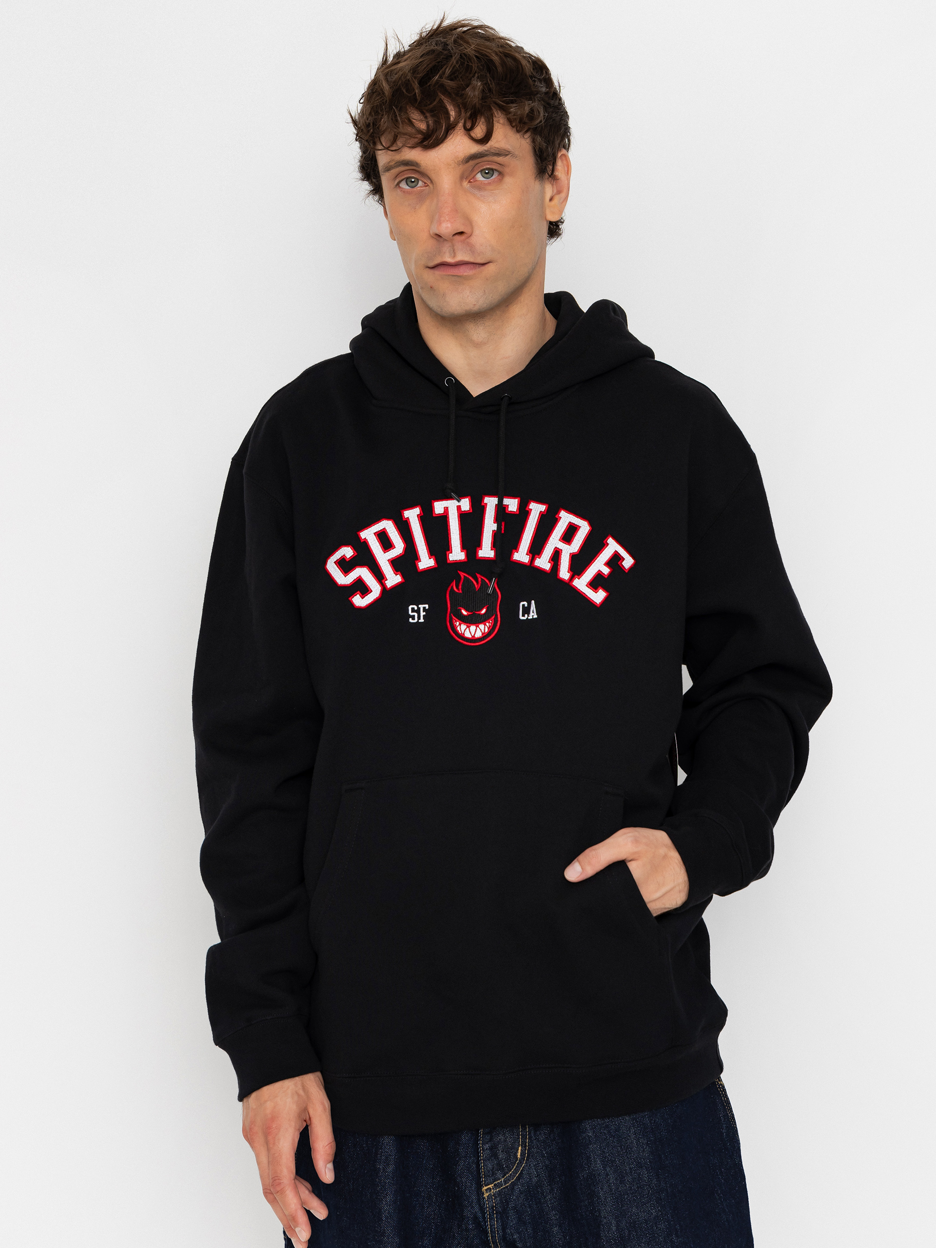 Spitfire Team Bighead HD Kapucnis pulóver (black w/red white black embroidery)