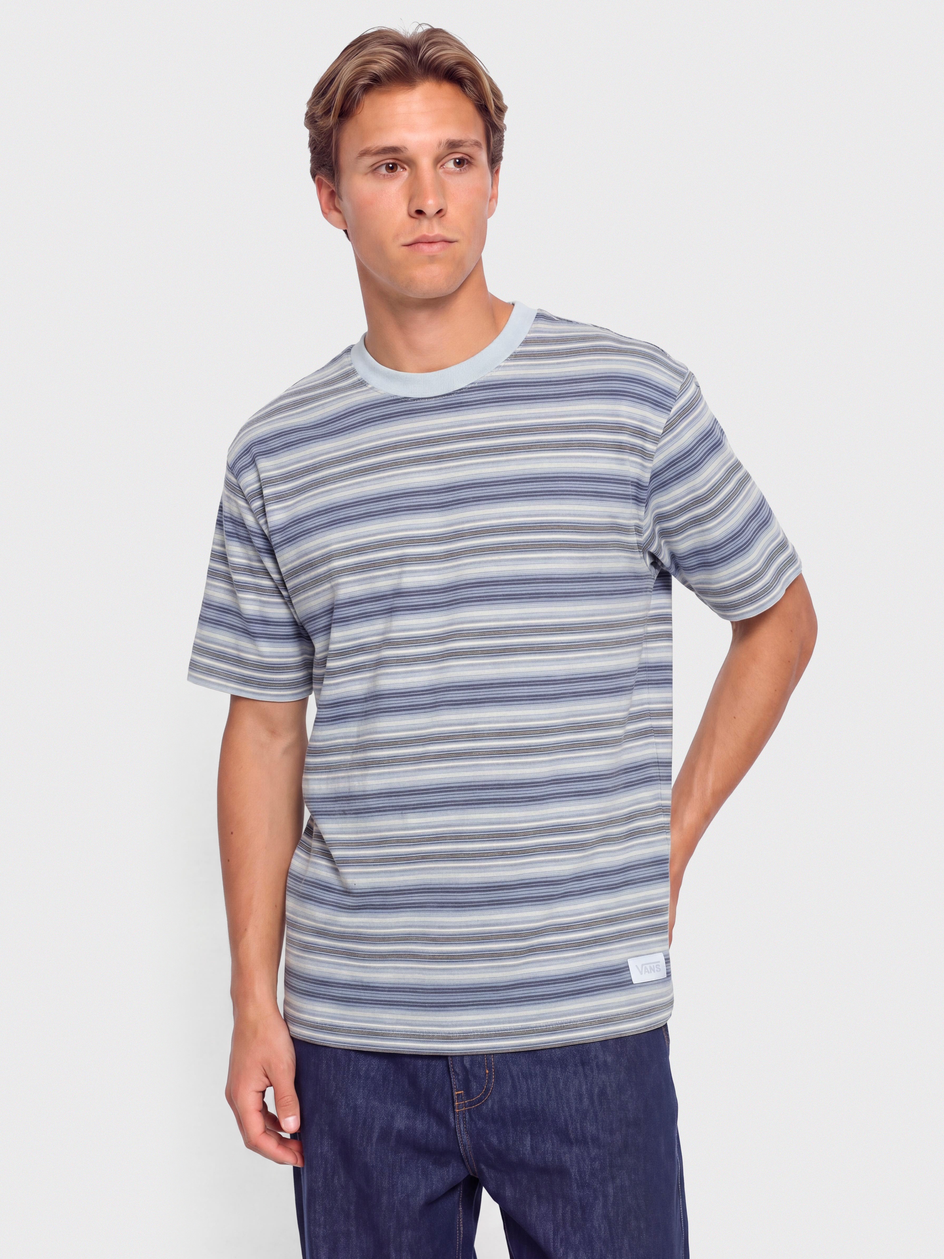 Vans Stripe Ringer Loose Póló (soft slate)