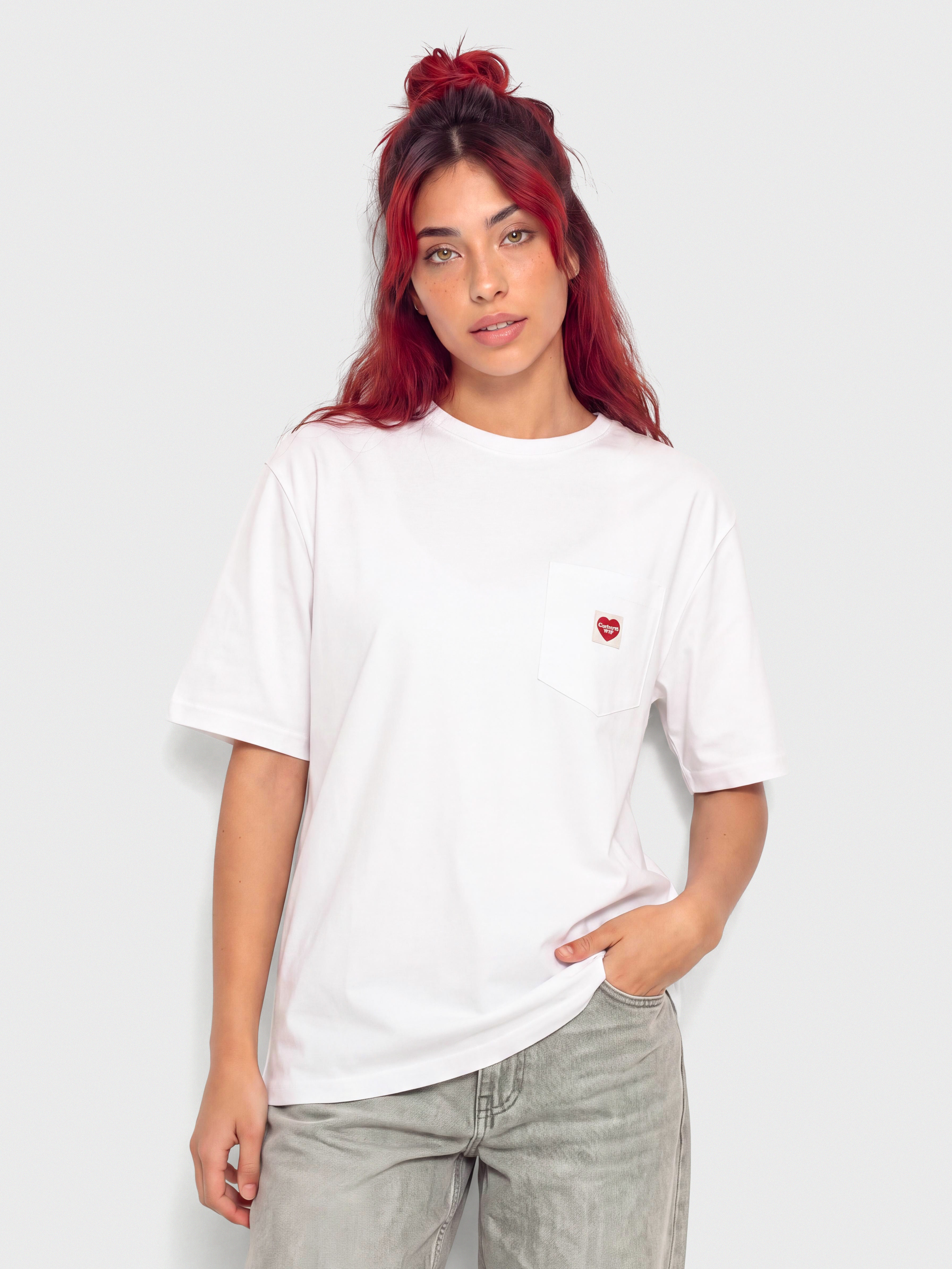 Carhartt WIP Pocket Small Heart Wmn Pu00f3lu00f3 (white/red)