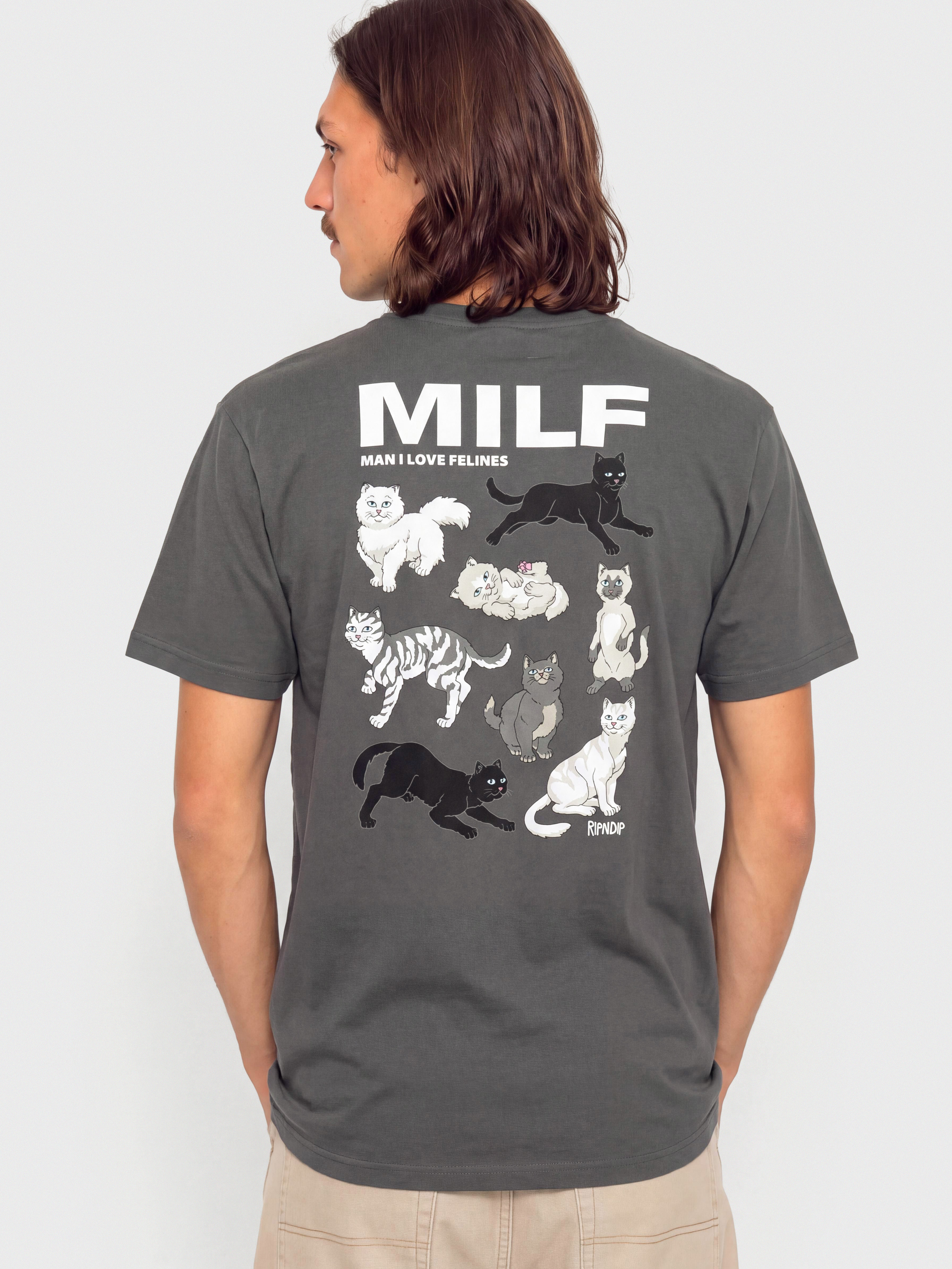 Póló RipNDip Man I Love Felines (charcoal)