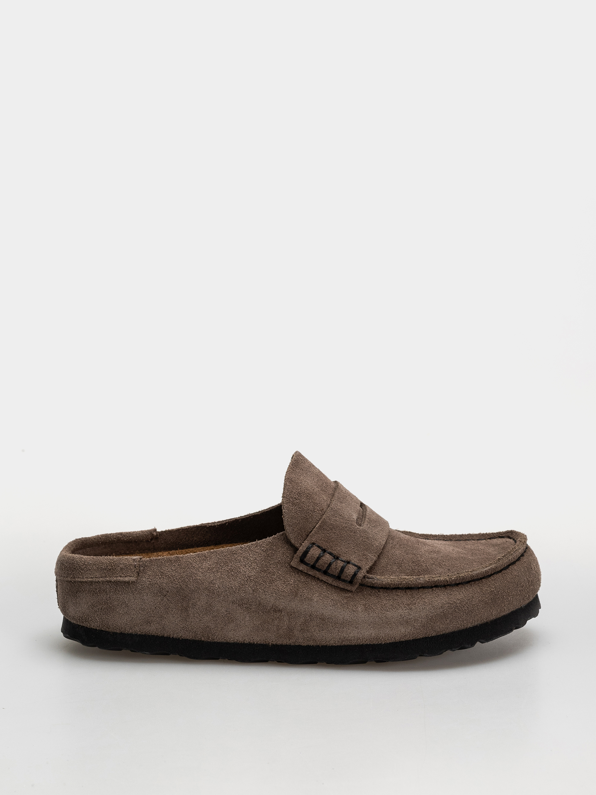 Birkenstock Naples Wrapped Suede Leather Narrow Flip-flop papucsok (concrete gray)