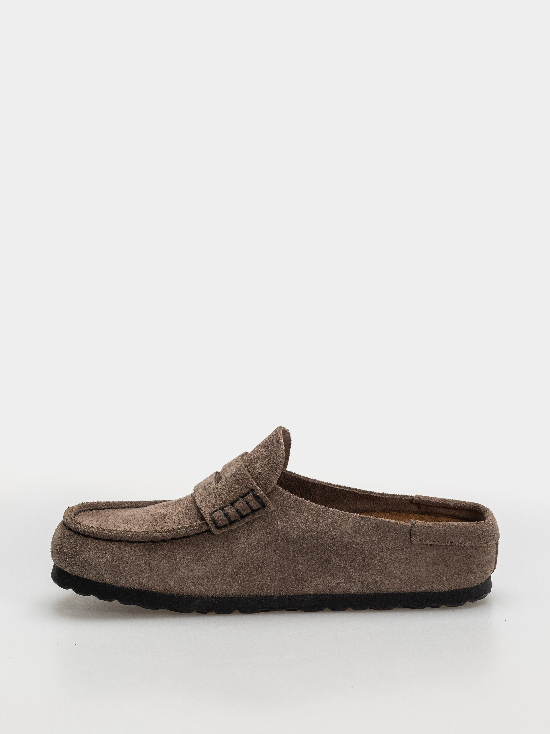 Birkenstock Naples Wrapped Suede Leather Narrow Flip-flop papucsok (concrete gray)