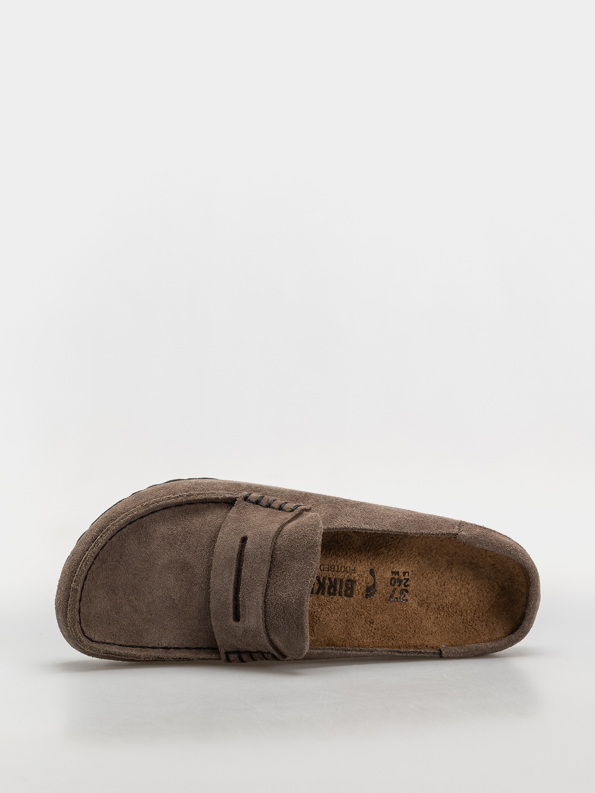 Birkenstock Naples Wrapped Suede Leather Narrow Flip-flop papucsok (concrete gray)
