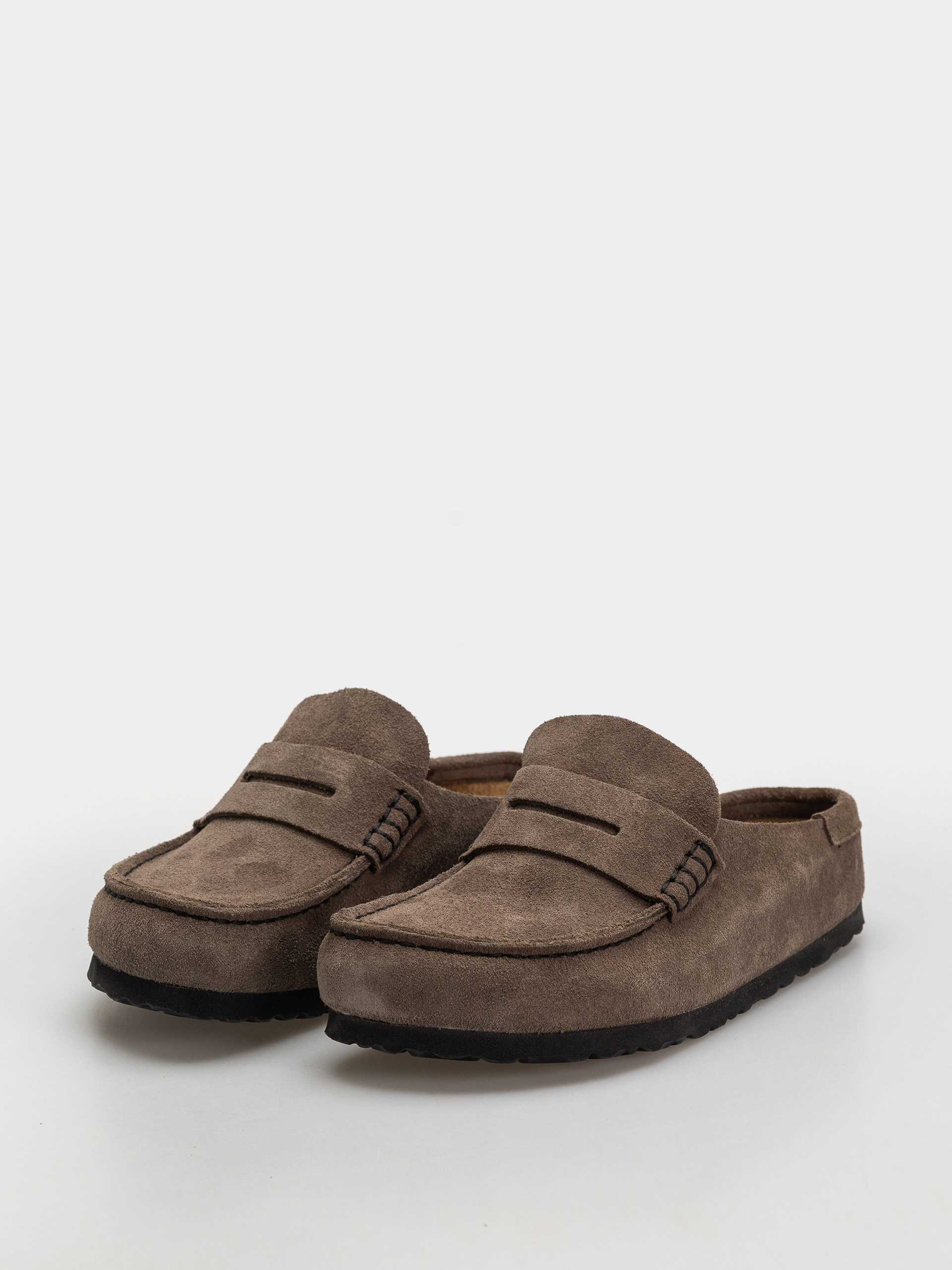 Birkenstock Naples Wrapped Suede Leather Narrow Flip-flop papucsok (concrete gray)