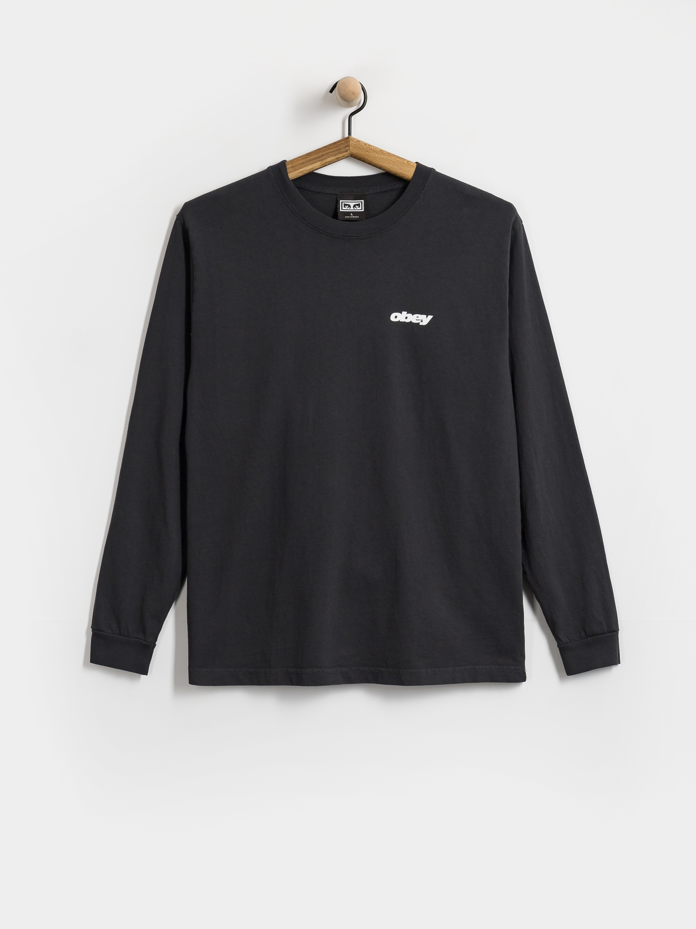 Hosszú ujjú felső OBEY Vhs (pigment true vintage black)