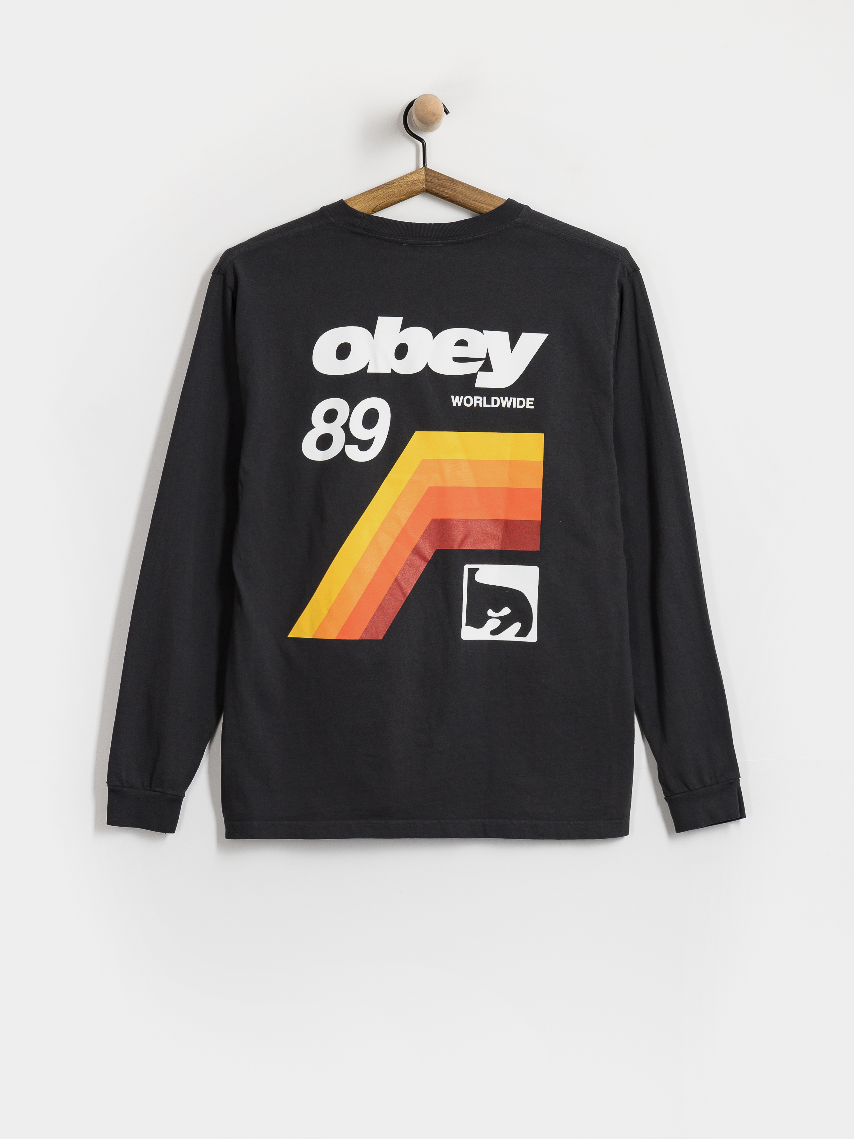 Hosszú ujjú felső OBEY Vhs (pigment true vintage black)