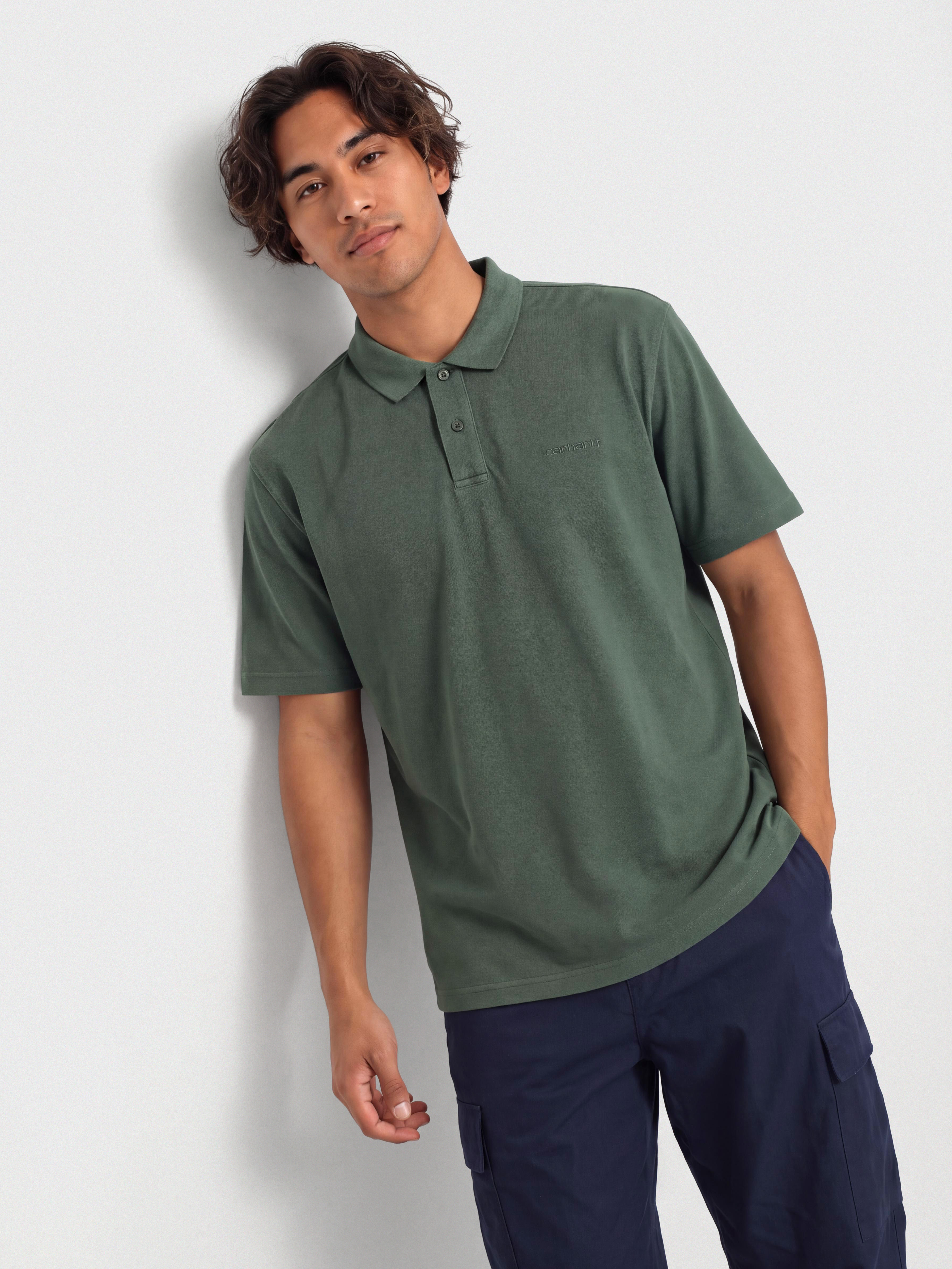 Carhartt WIP Wayne Polo Póló (dark scarab/garment dyed)