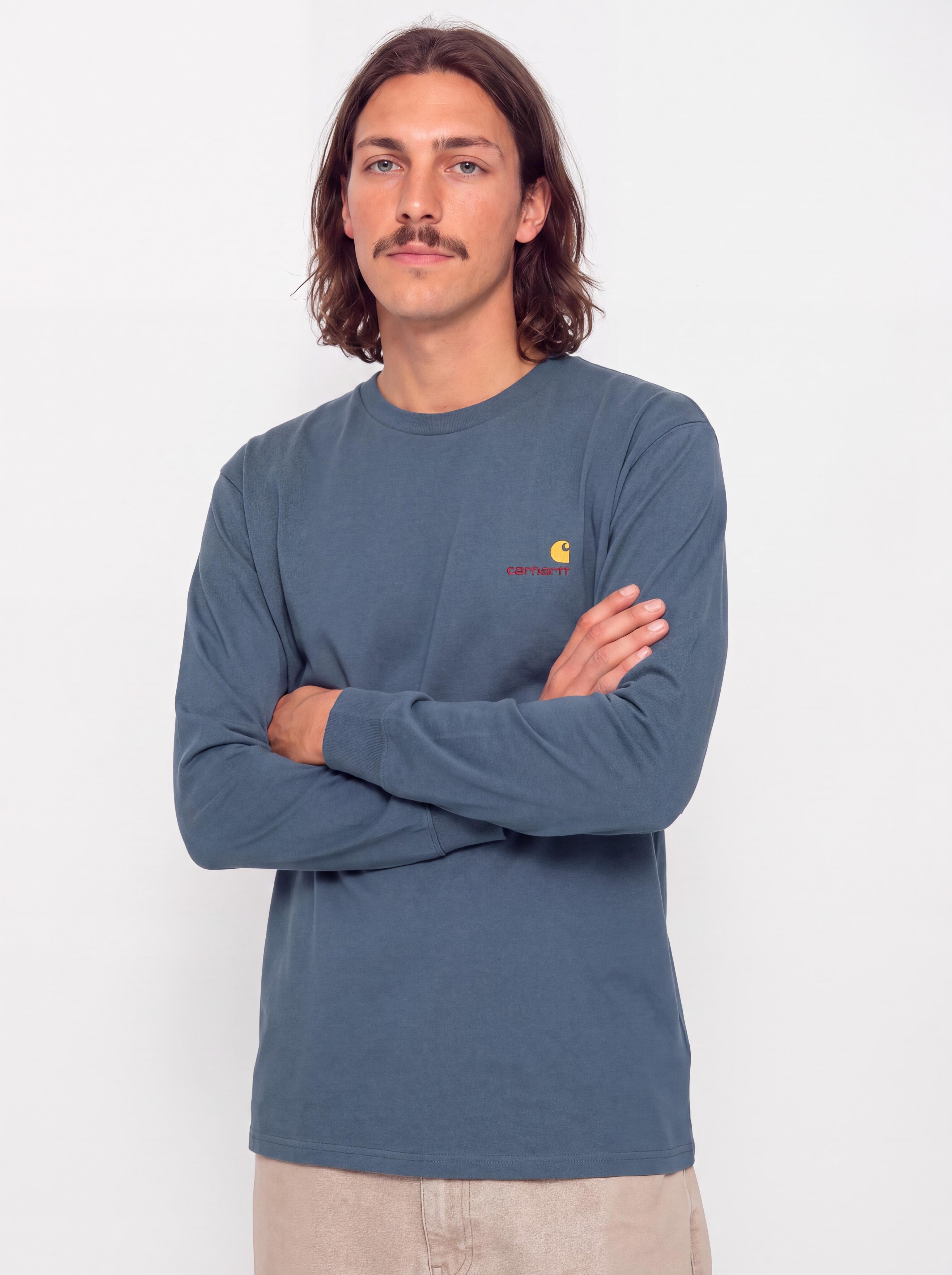 Hosszu00fa ujju00fa felsu0151 Carhartt WIP American Script (office blue)