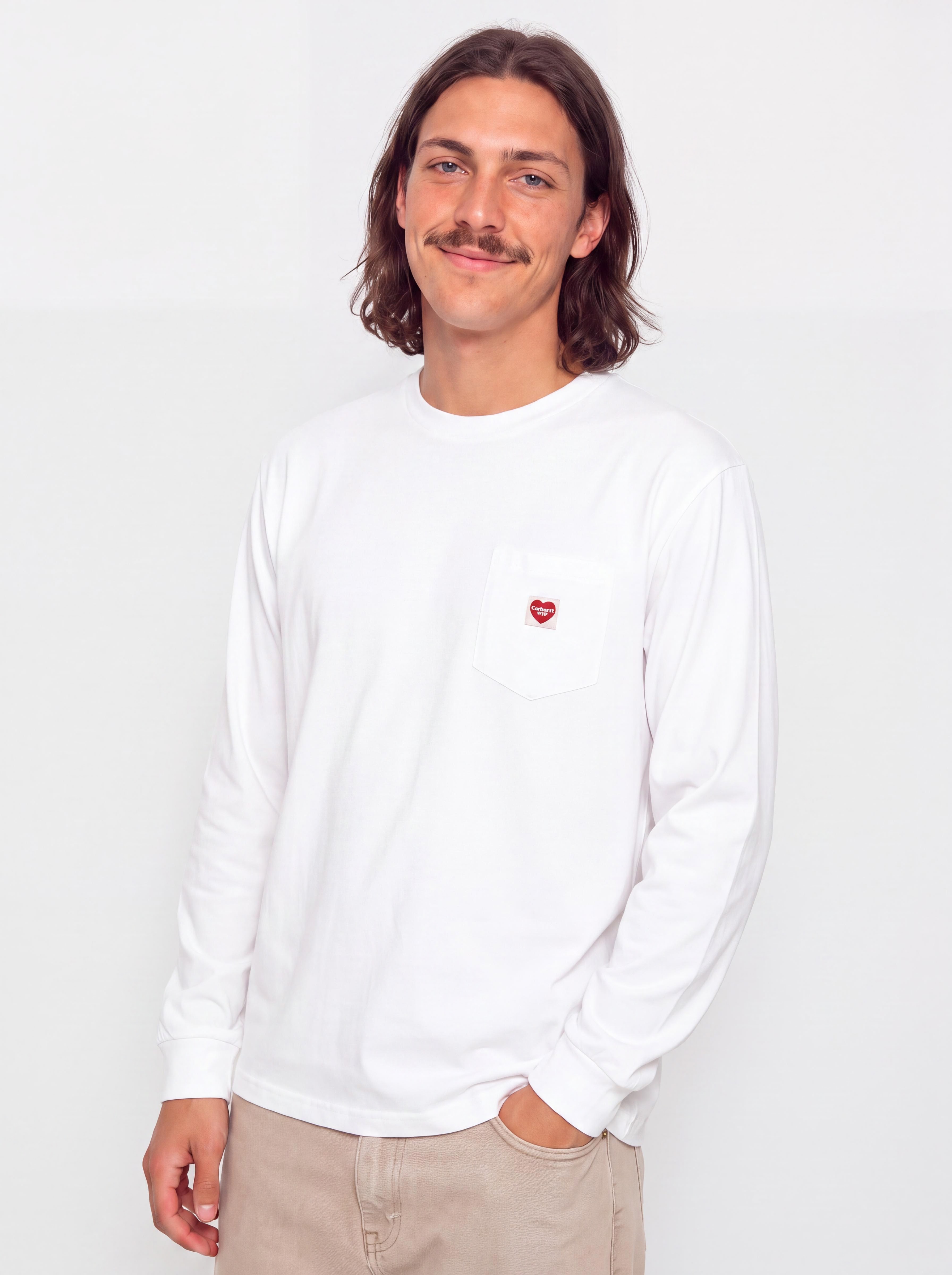 Carhartt WIP Pocket Small Heart Wmn Hosszu00fa ujju00fa felsu0151 (white/red)