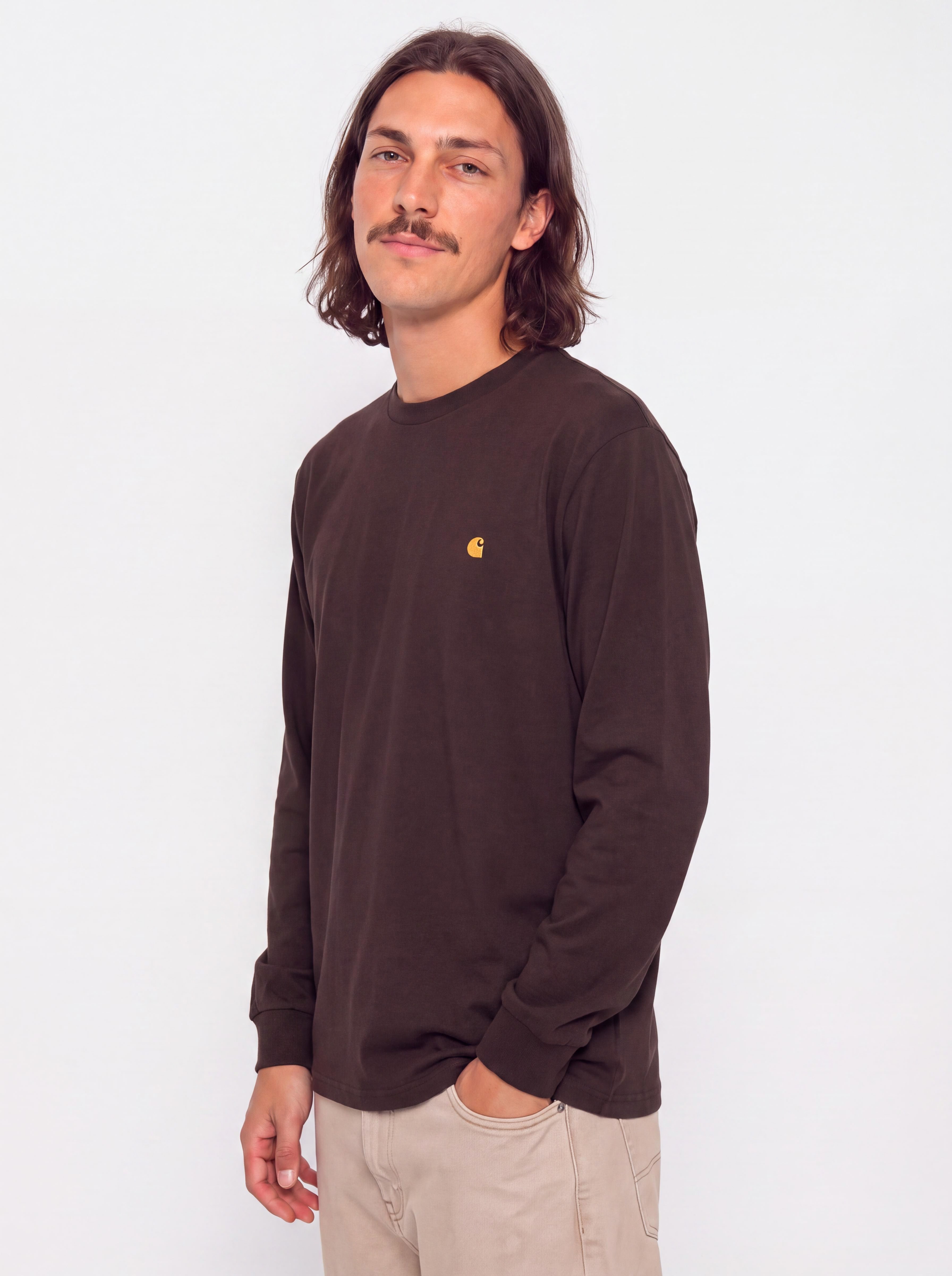 Carhartt WIP Chase Hosszu00fa ujju00fa felsu0151 (palisander/gold)