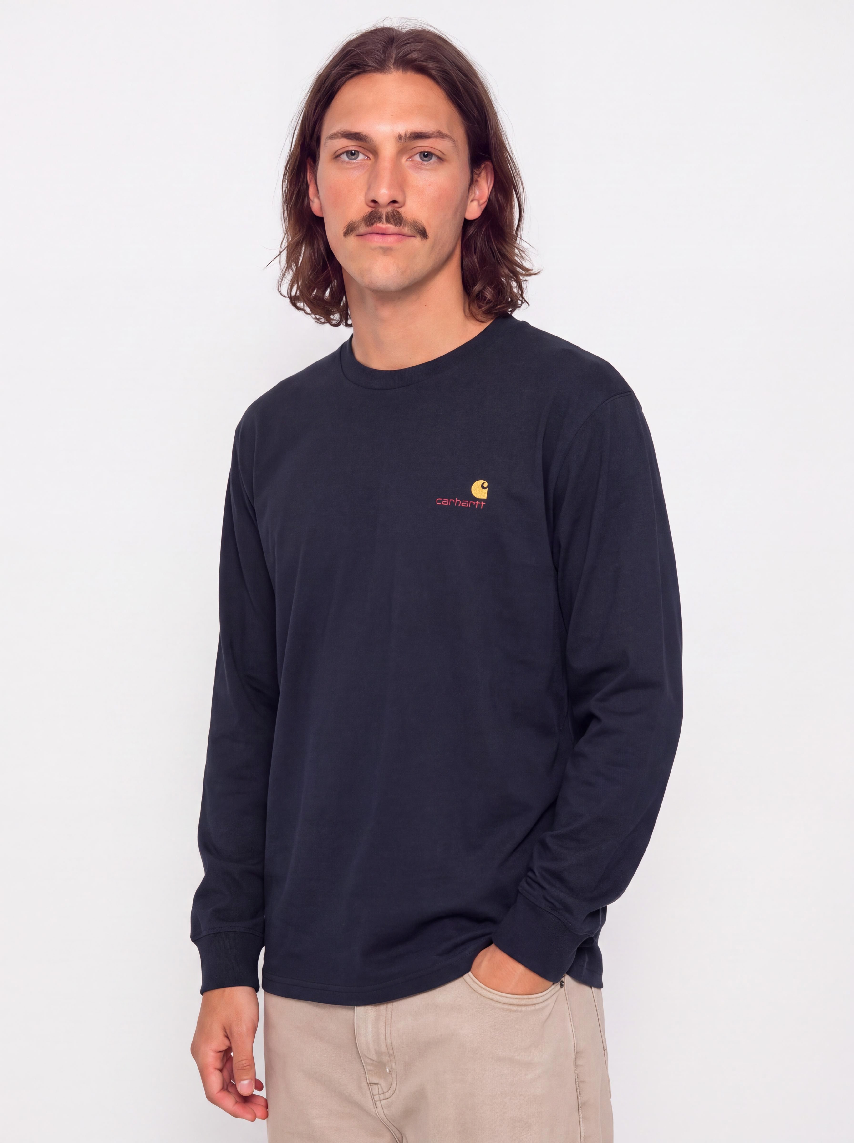 Hosszú ujjú felső Carhartt WIP American Script (deep night)