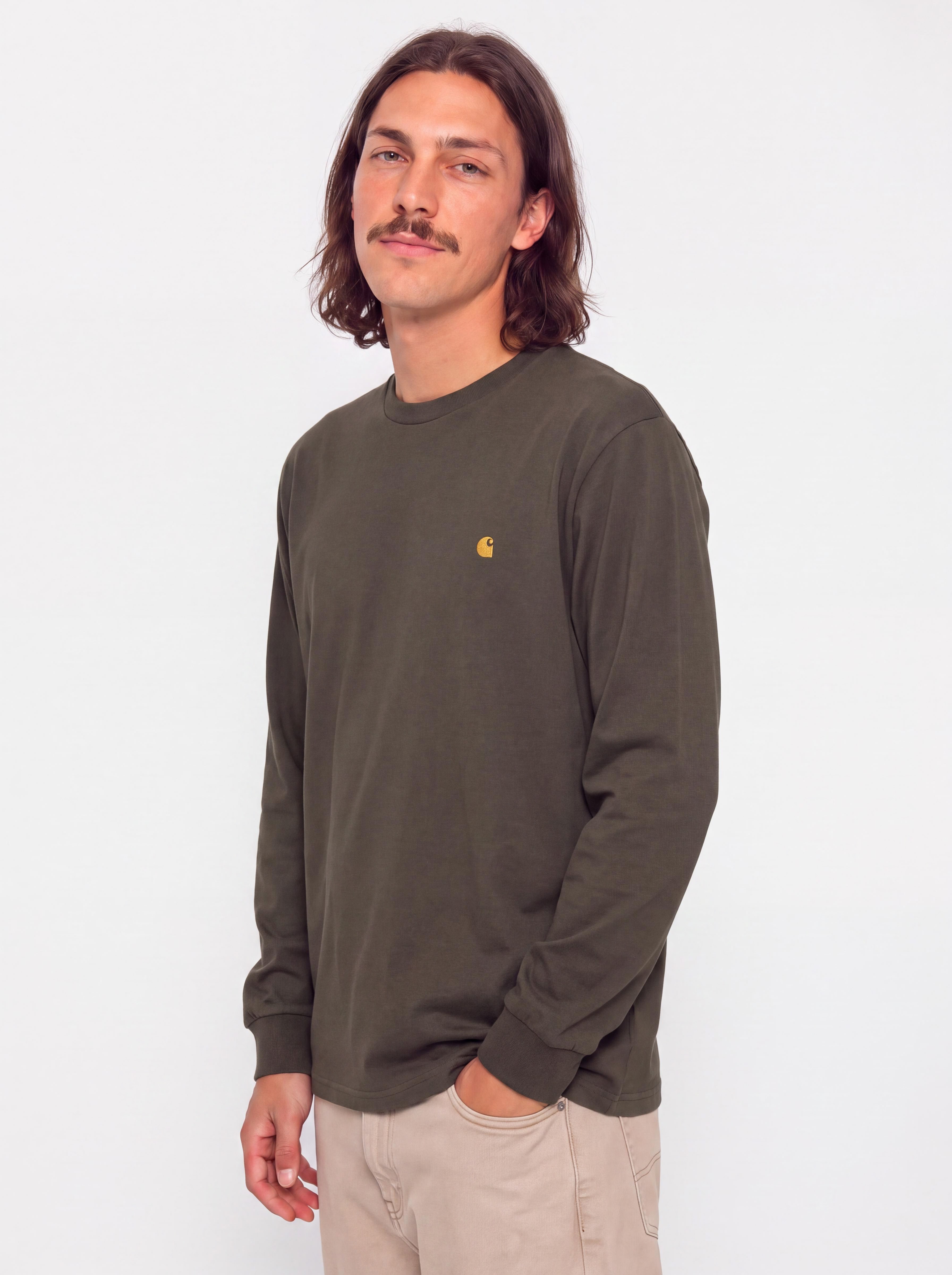 Carhartt WIP Chase Hosszu00fa ujju00fa felsu0151 (shungite/gold)