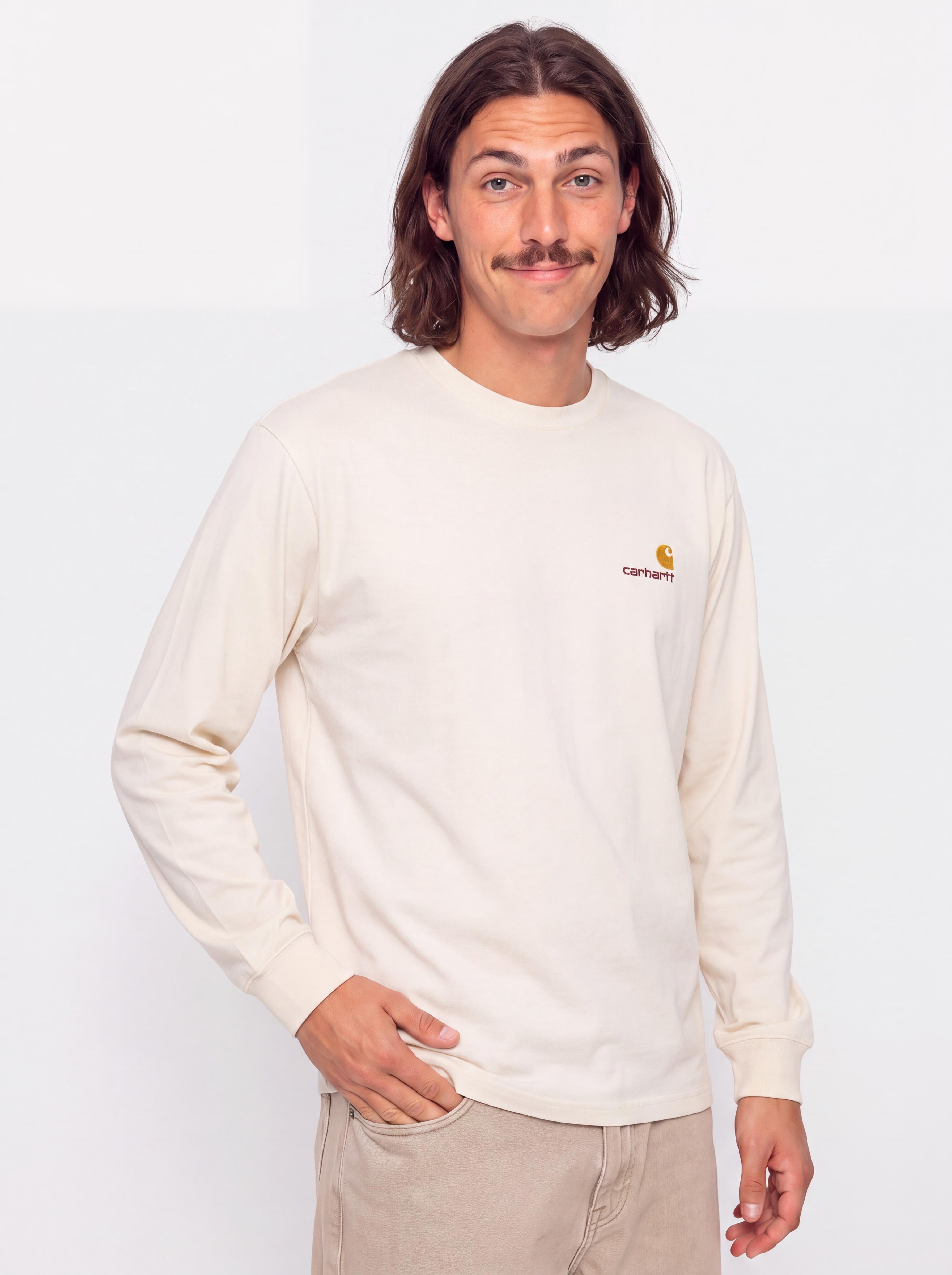 Hosszu00fa ujju00fa felsu0151 Carhartt WIP American Script (natural)