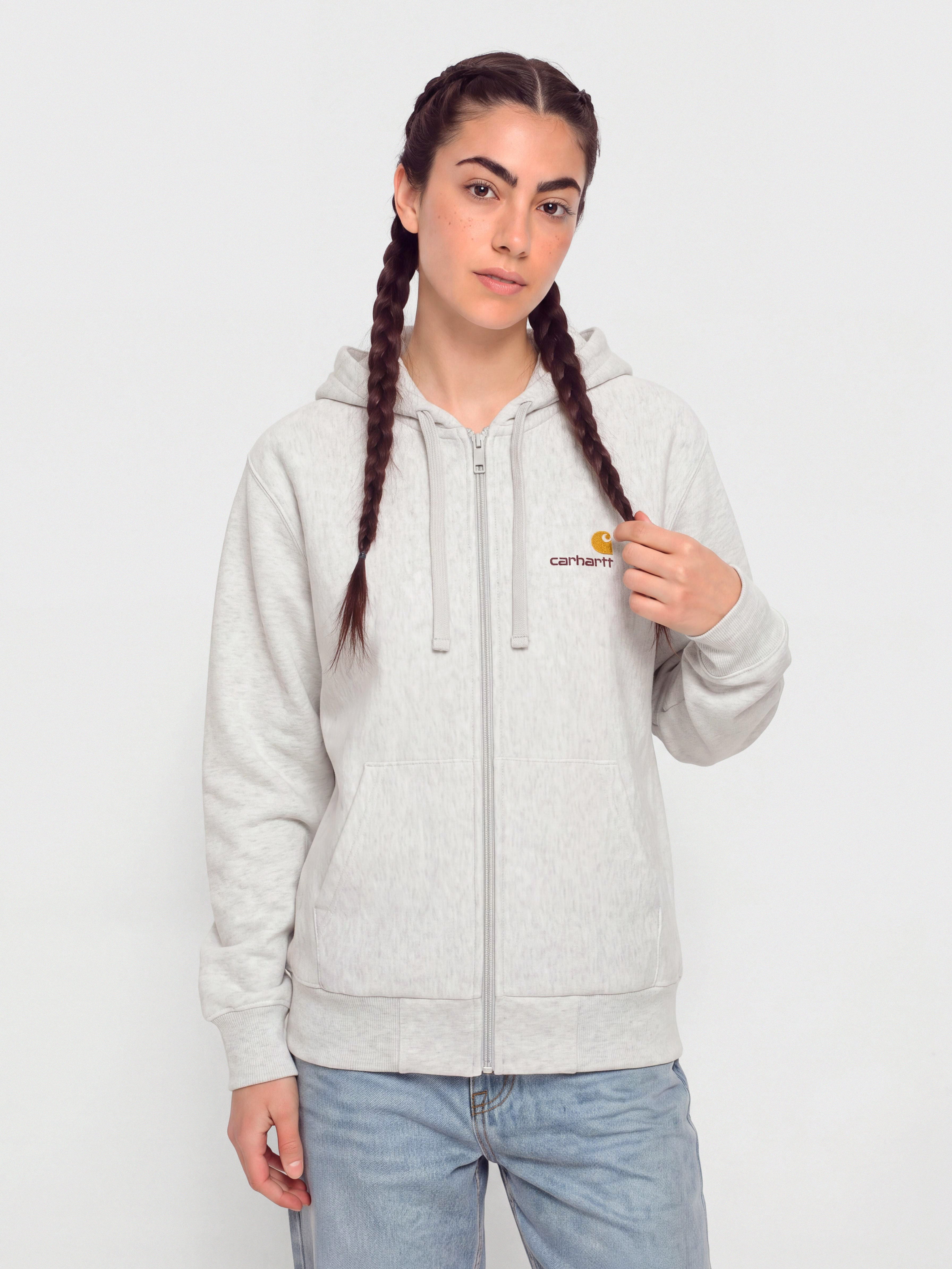 Kapucnis pulóver Carhartt WIP American Script ZHD Wmn (ash heather)
