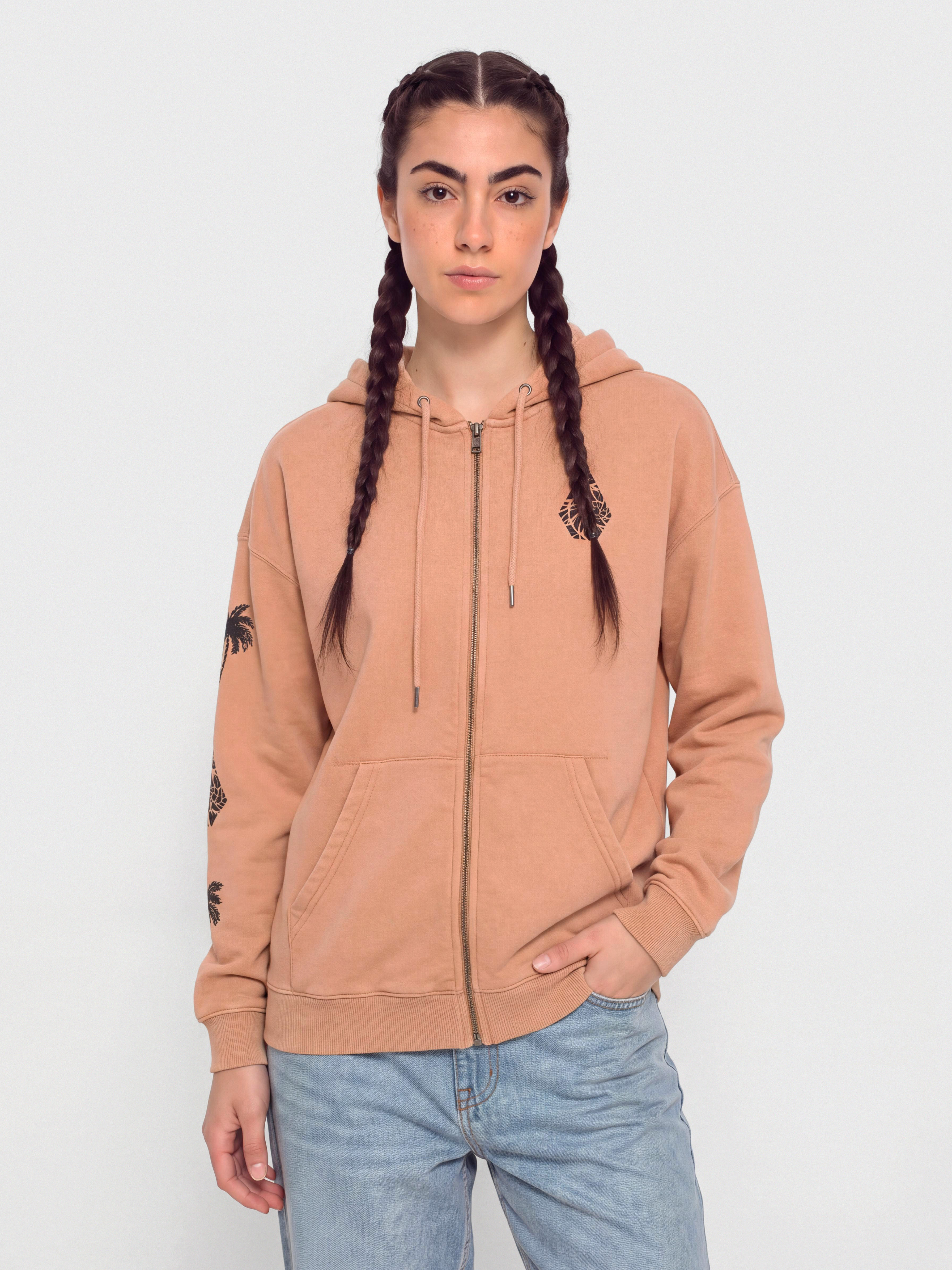 Volcom Stone Art Up Zip Pulóver Wmn (sand brown)