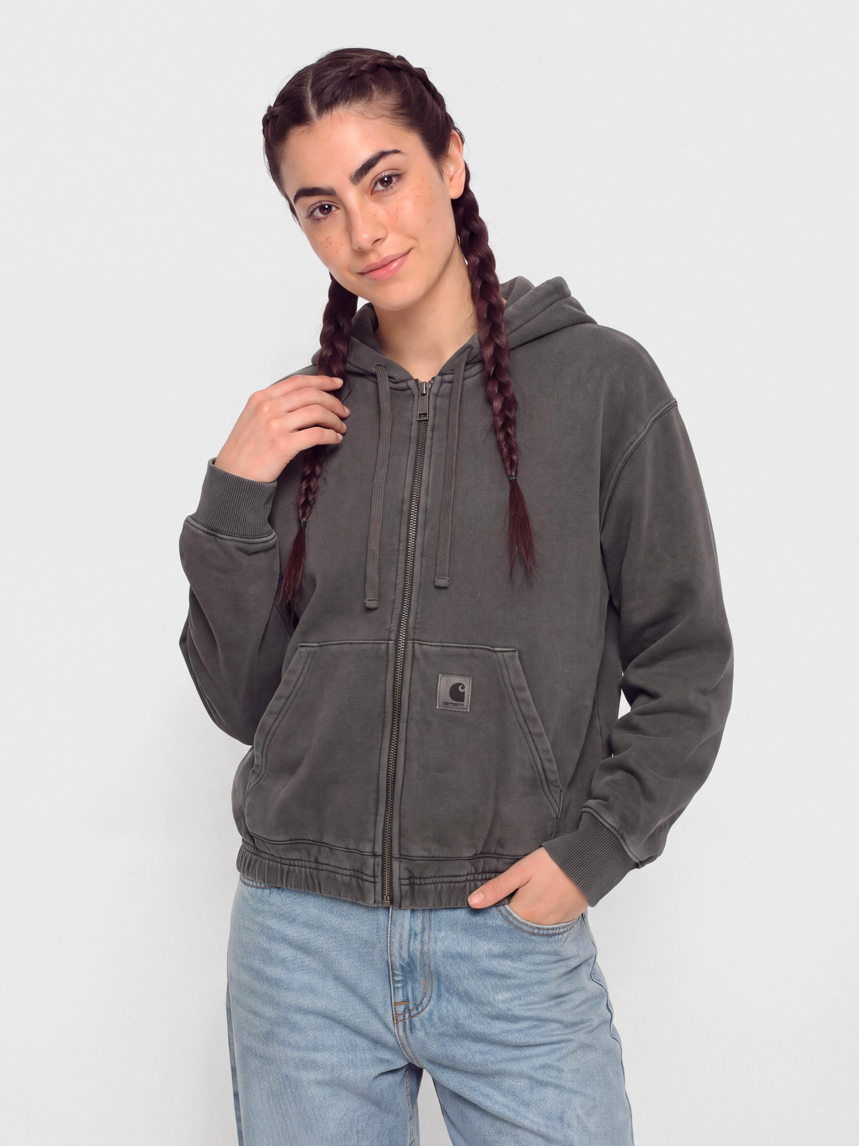 Kapucnis pulóver Carhartt WIP Hoggard ZHD Wmn (black)