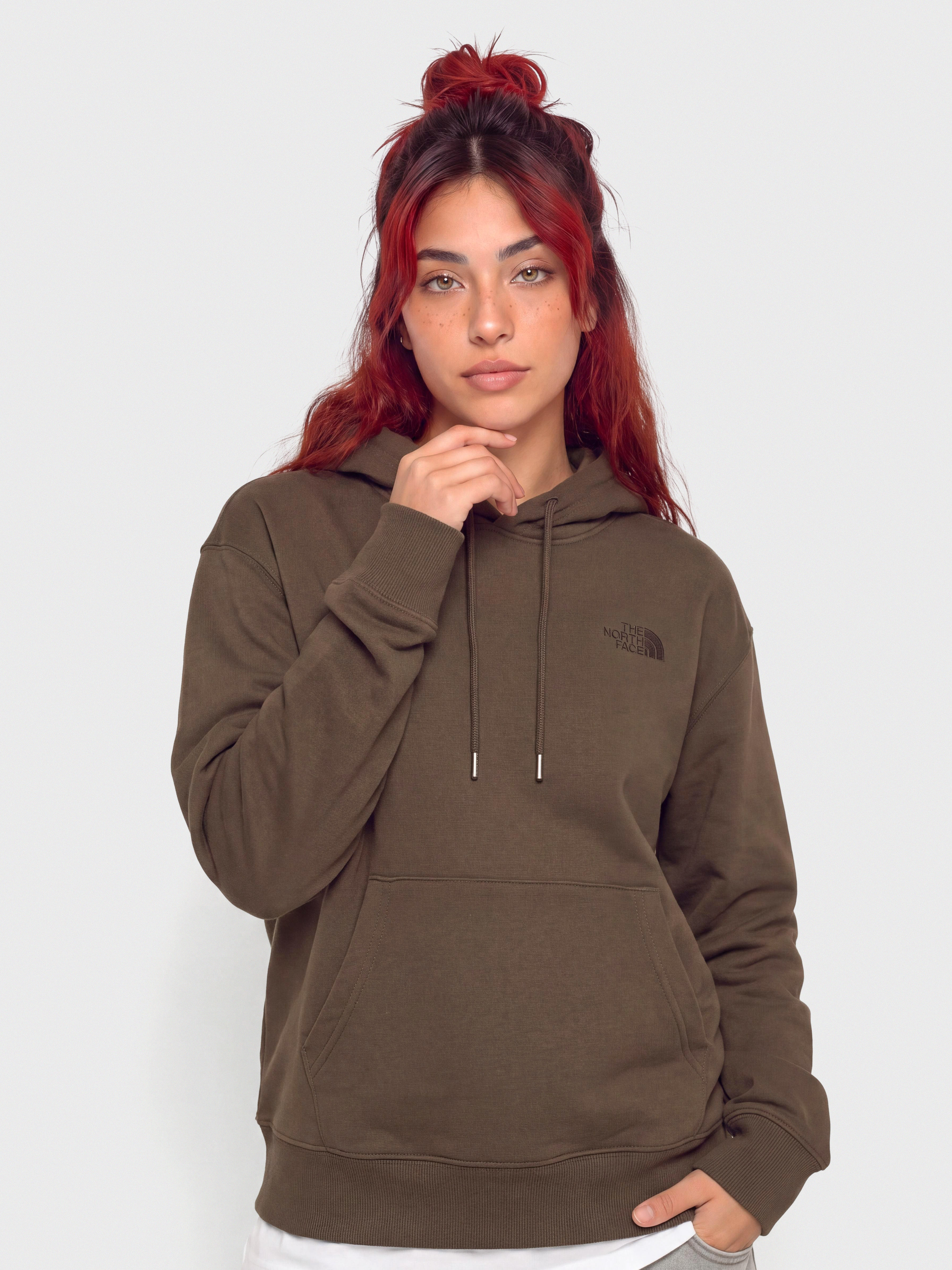 The North Face Essential Simple Dome Boxy HD Wmn Kapucnis pulóver (smokey brown)