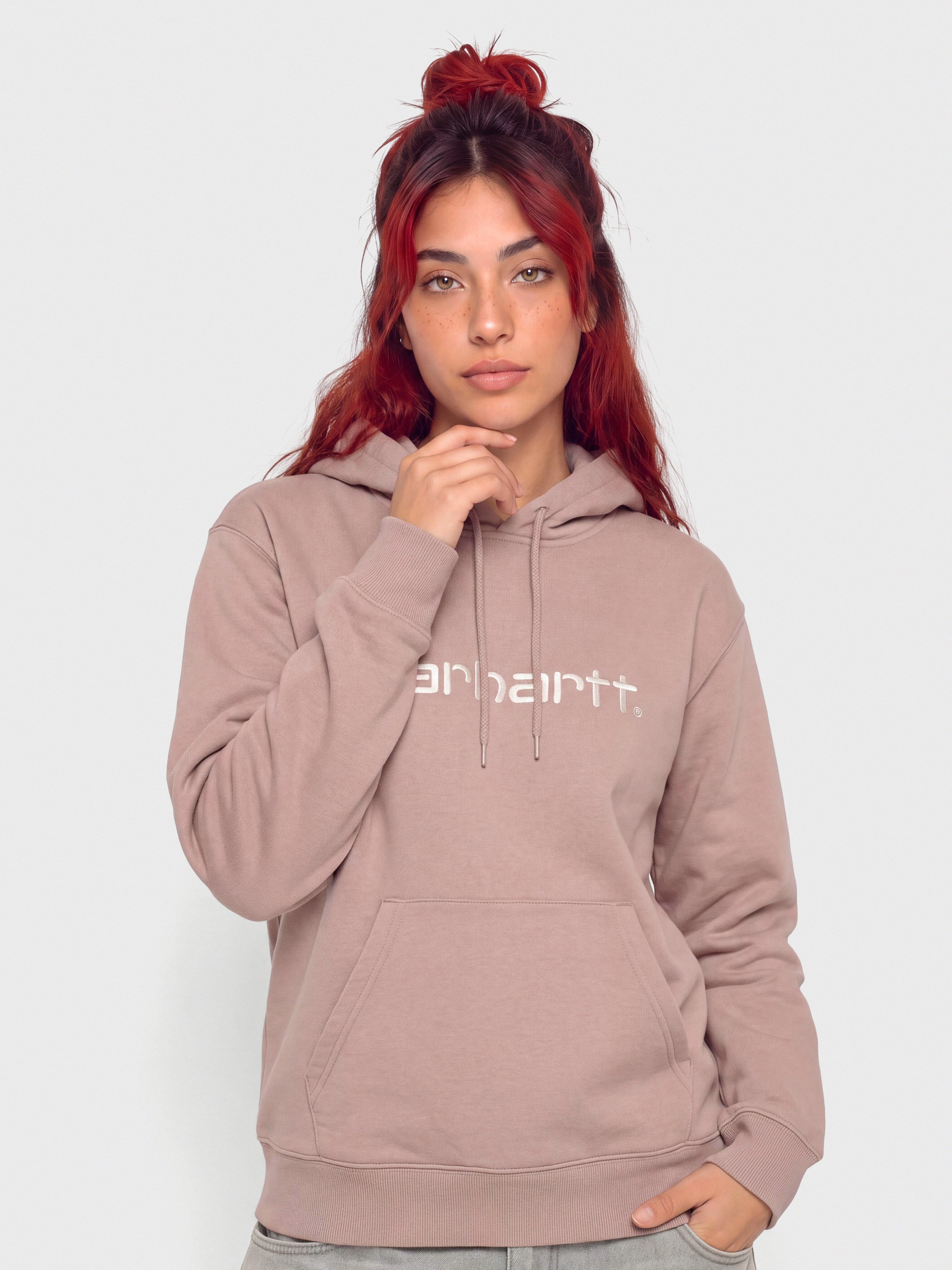 Kapucnis pulóver Carhartt WIP Carhartt HD Wmn (gentle pink/cinnerus)