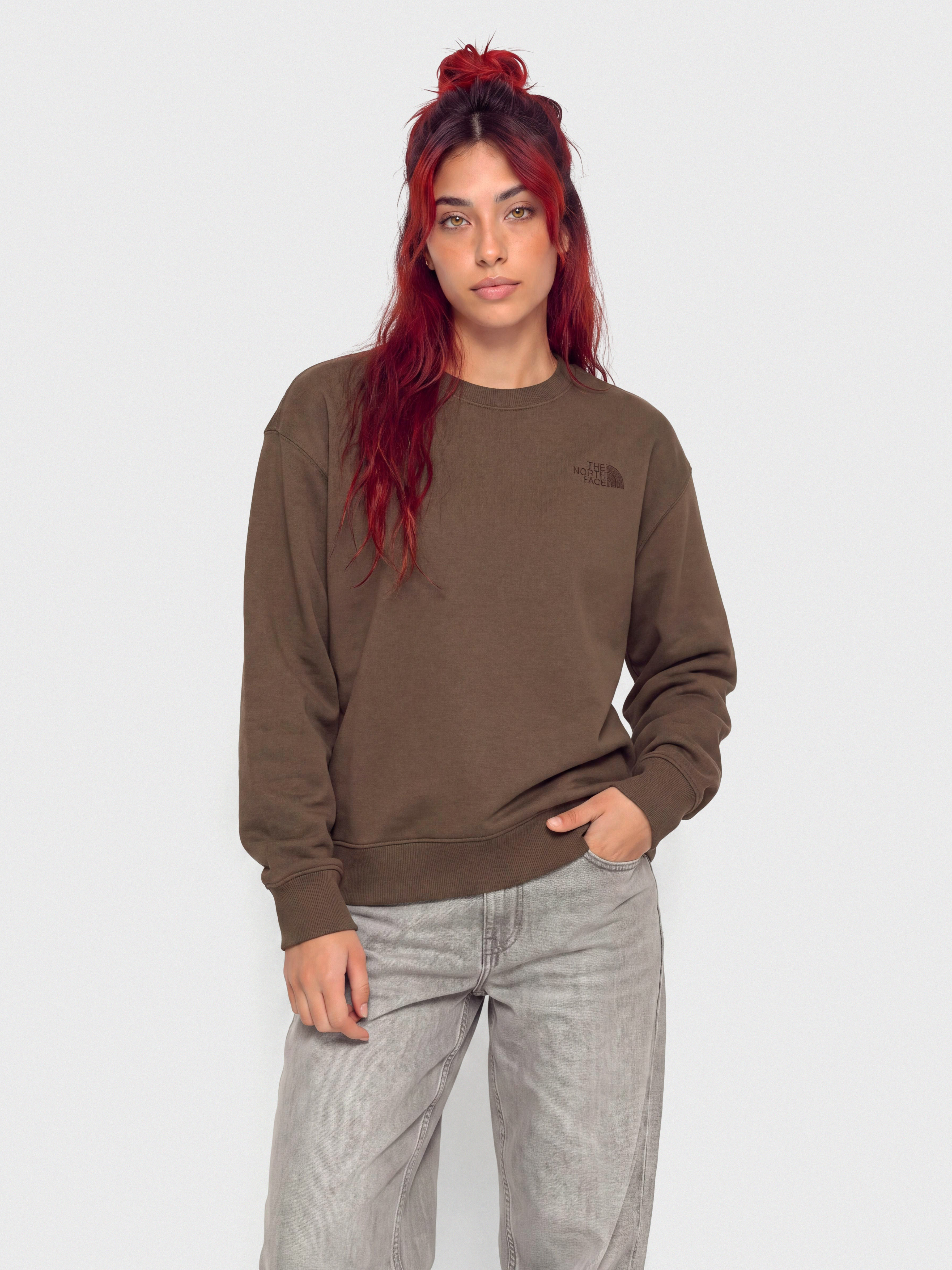 The North Face Essential Simple Dome Boxy Wmn Pulóver (smokey brown)