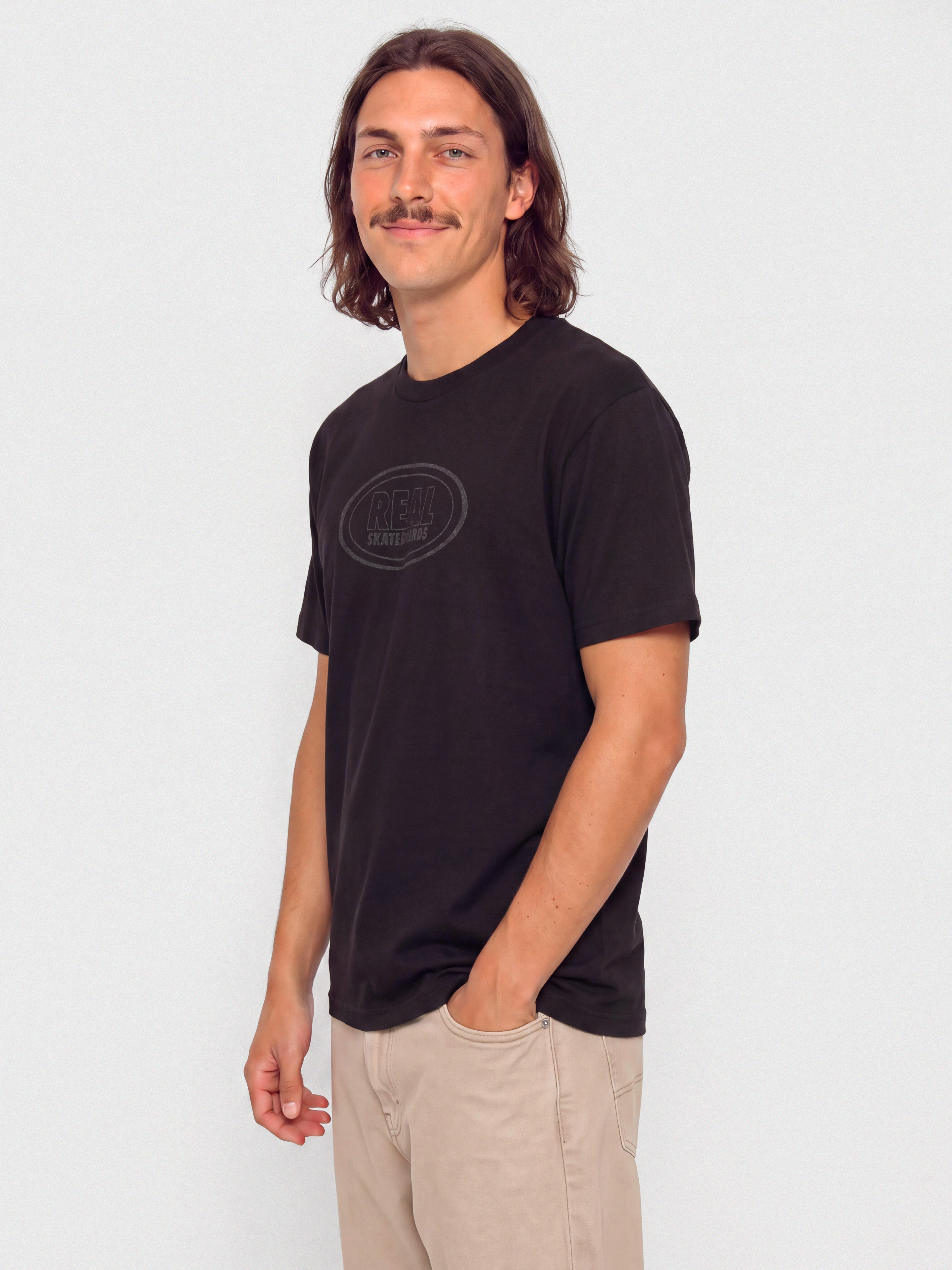 Póló Real Oval (black w/black tonal print)