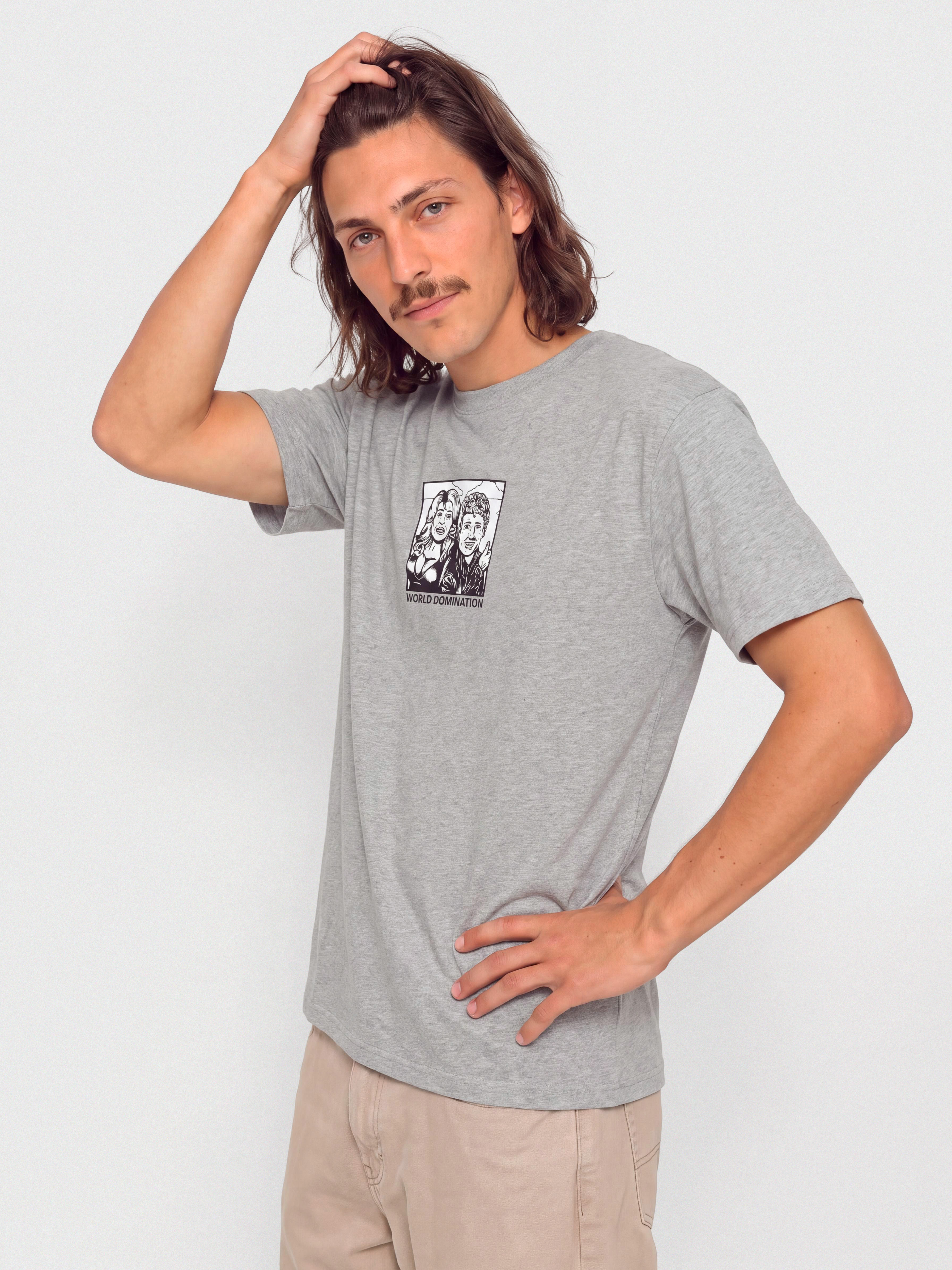 Polar Skate World Domination Póló (heather grey)
