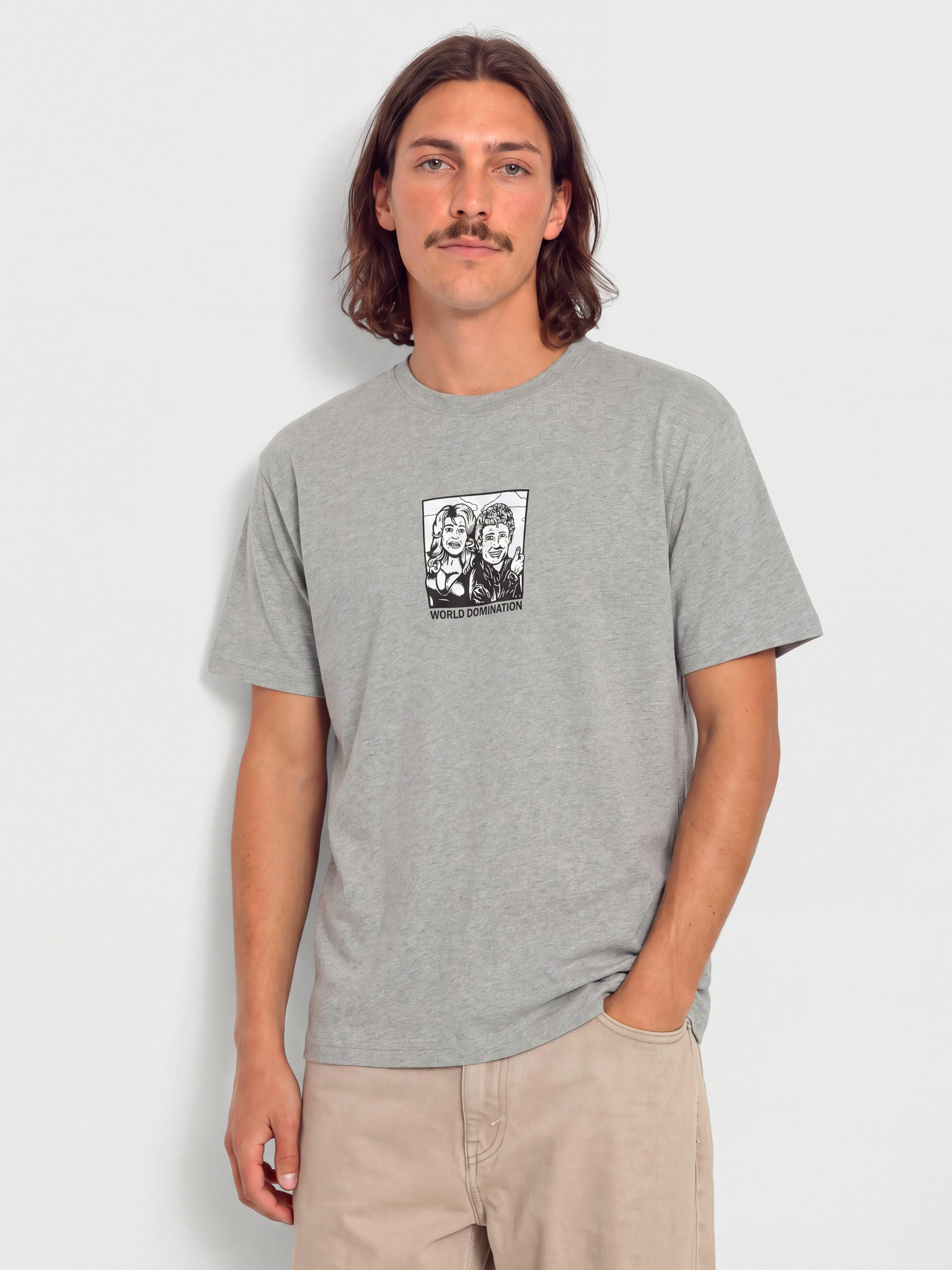 Polar Skate World Domination Póló (heather grey)