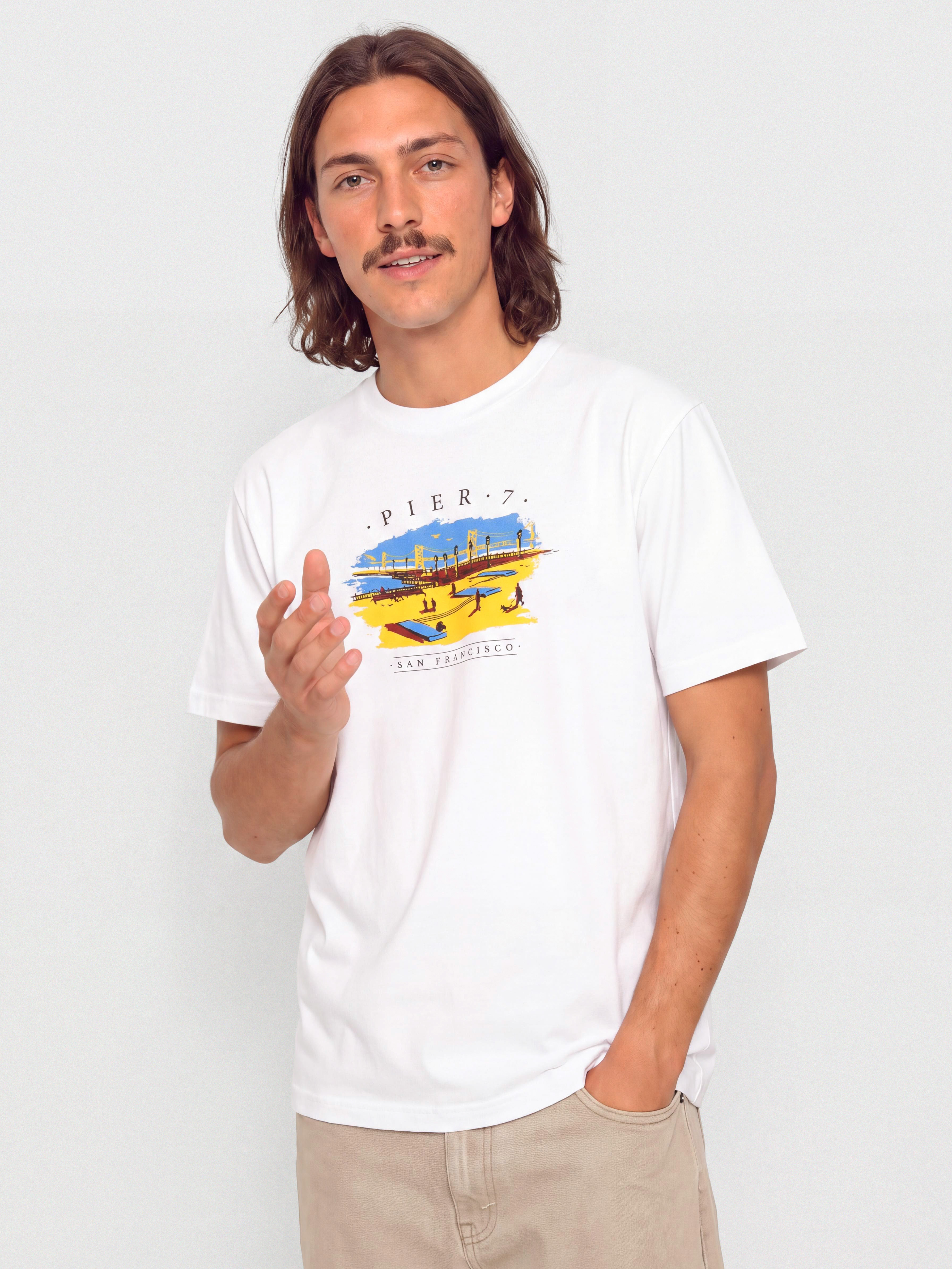 Póló Real Pier 7 (white w/multi color print)